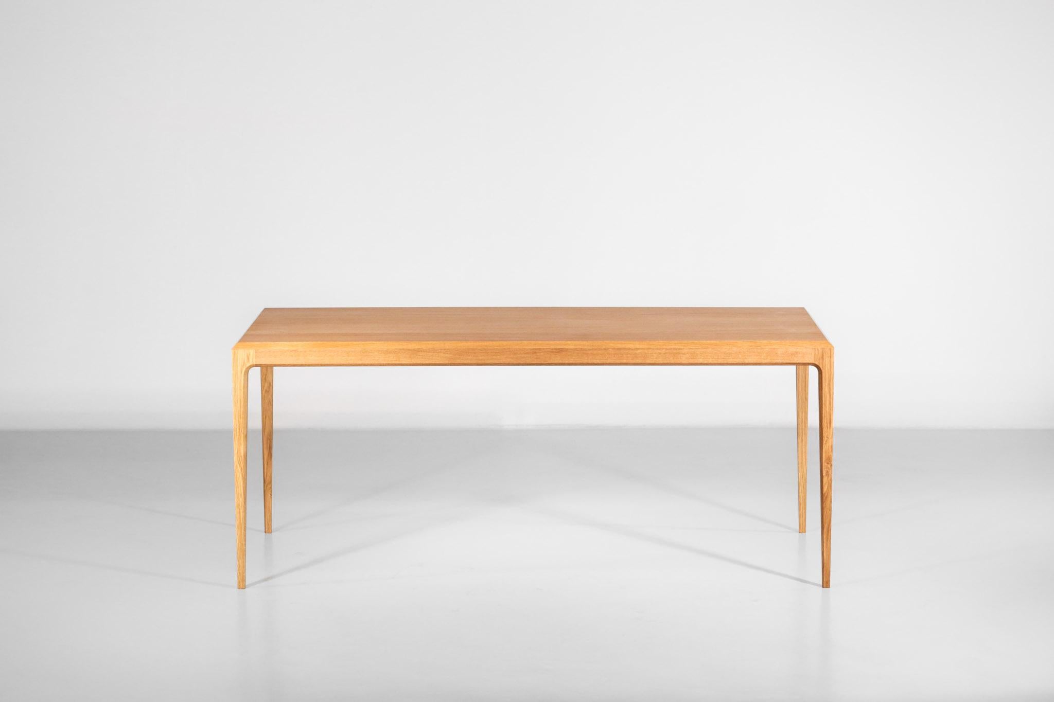 French Large Modern Table in Oak Scandinavian Design