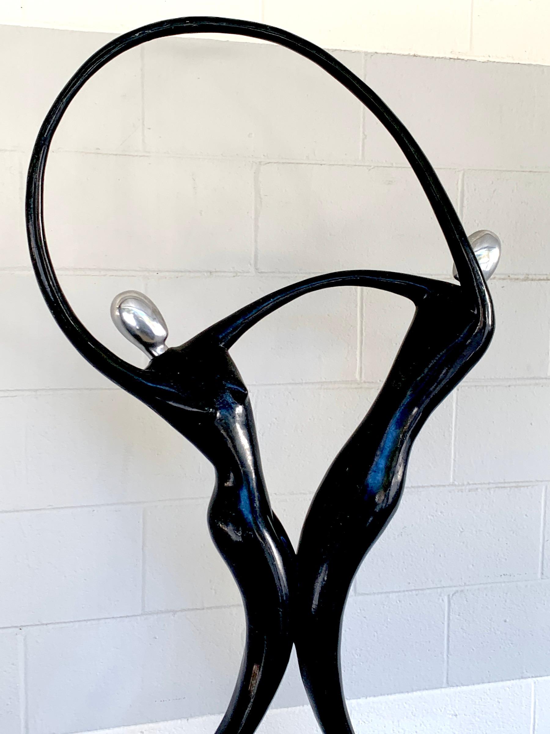 Mid-Century Modern Large Modern Tessellated Stone and Chrome Modern Figural Sculpture For Sale