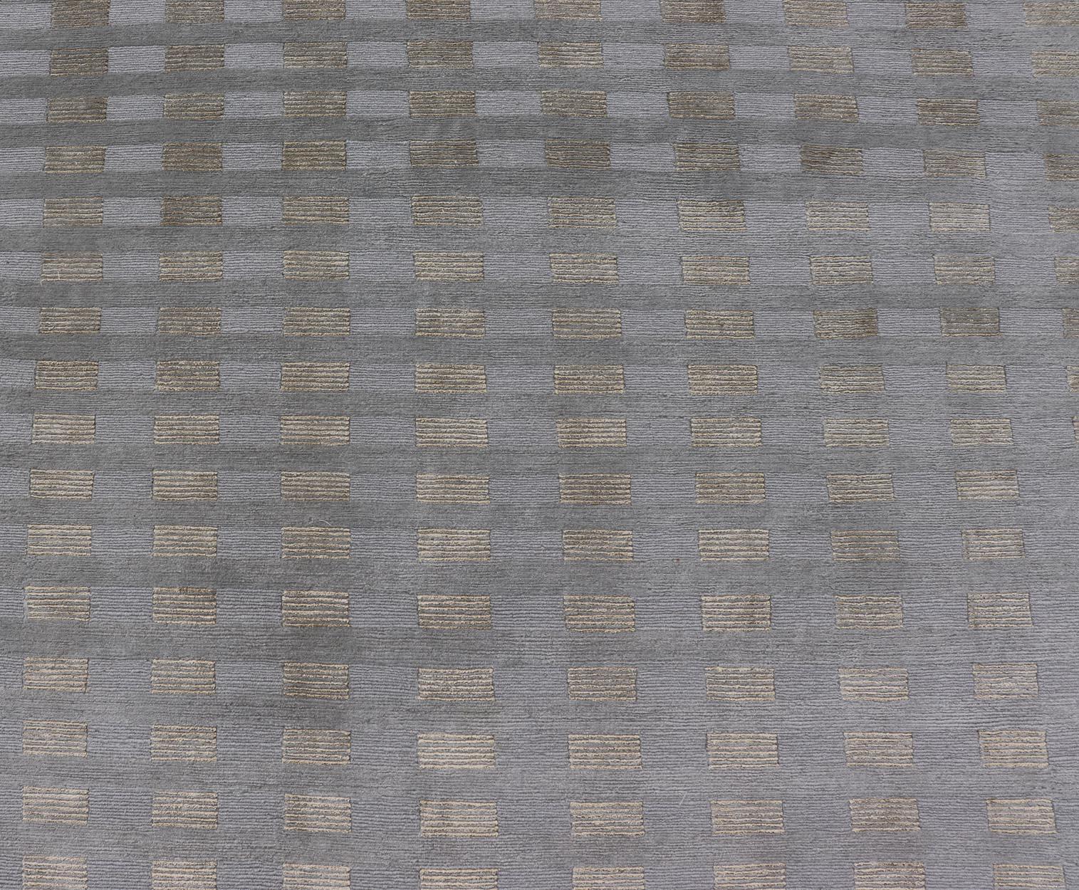 Grande tappeto moderno in lana e seta tibetana nei toni neutri della terra 10'0