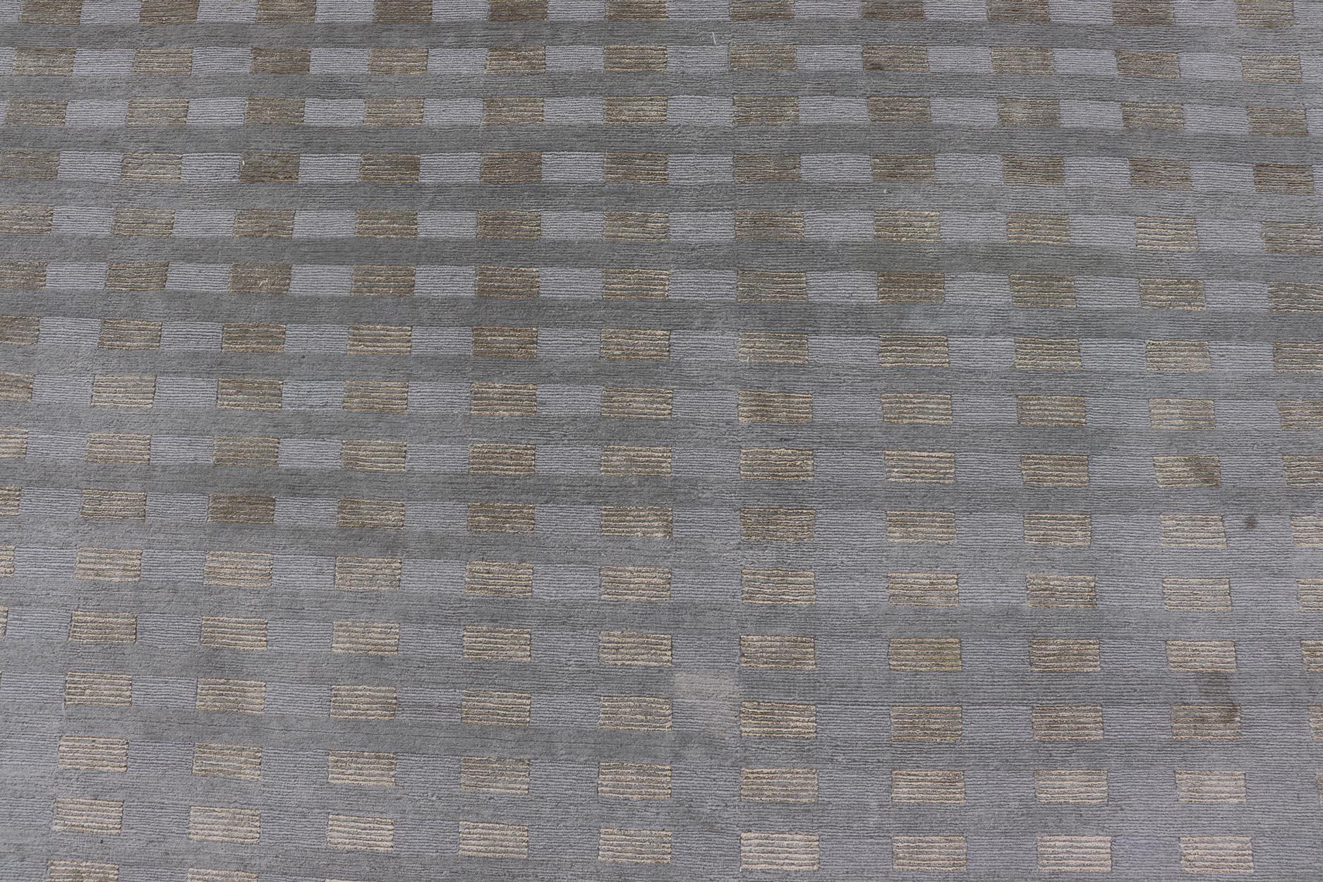 Grande tappeto moderno in lana e seta tibetana nei toni neutri della terra 10'0