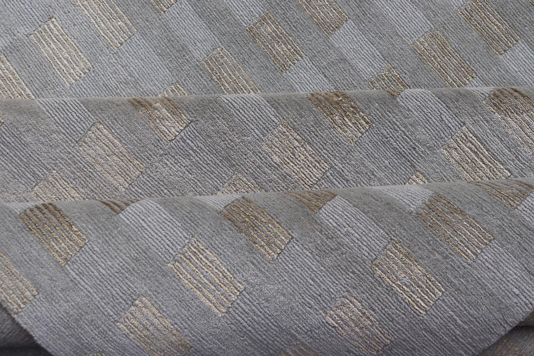 Grande tappeto moderno in lana e seta tibetana nei toni neutri della terra 10'0