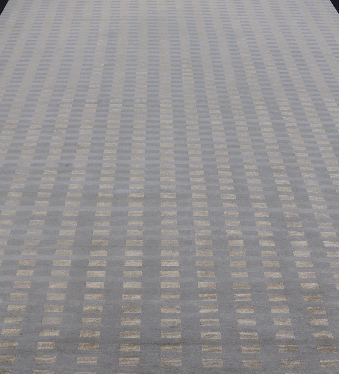 Moderno Grande tappeto moderno in lana e seta tibetana nei toni neutri della terra 10'0