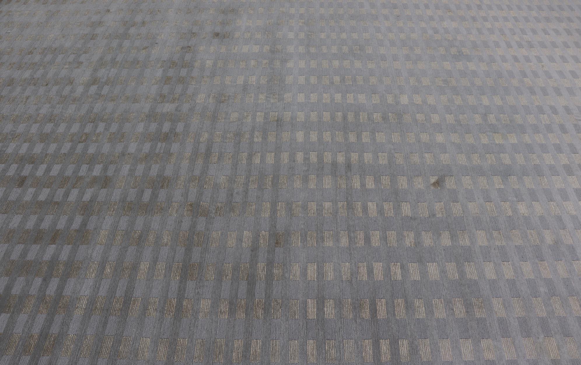 Nepalese Grande tappeto moderno in lana e seta tibetana nei toni neutri della terra 10'0