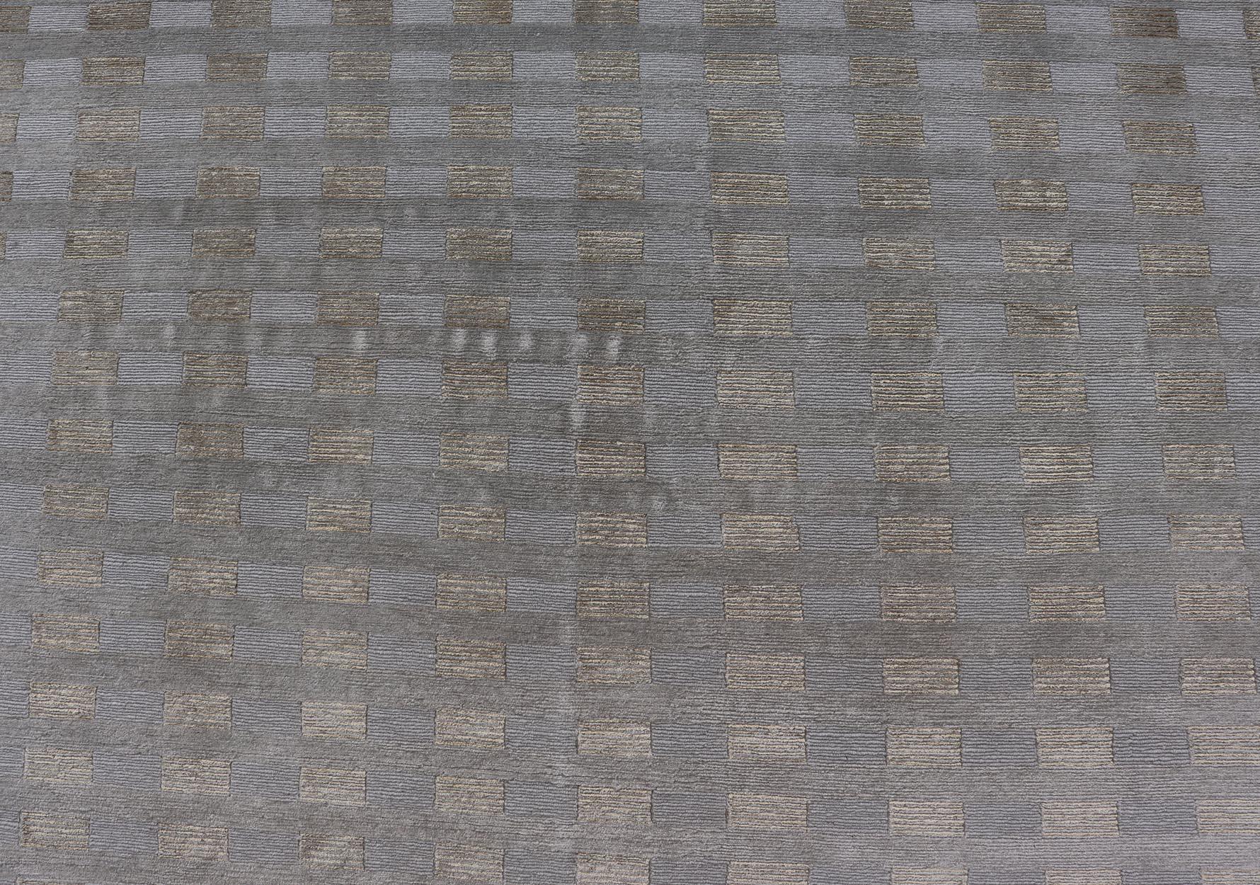 Annodato a mano Grande tappeto moderno in lana e seta tibetana nei toni neutri della terra 10'0