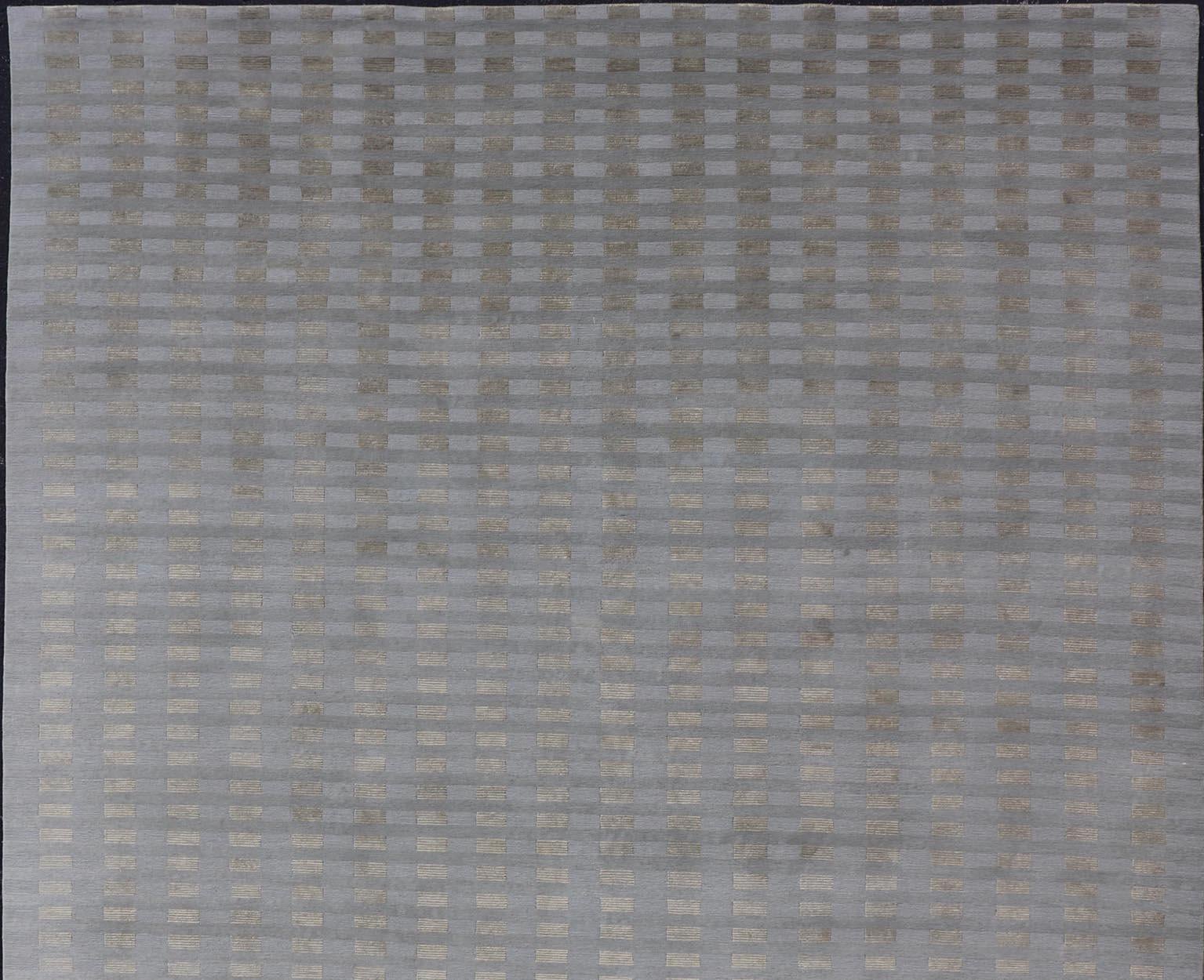 Grande tappeto moderno in lana e seta tibetana nei toni neutri della terra 10'0