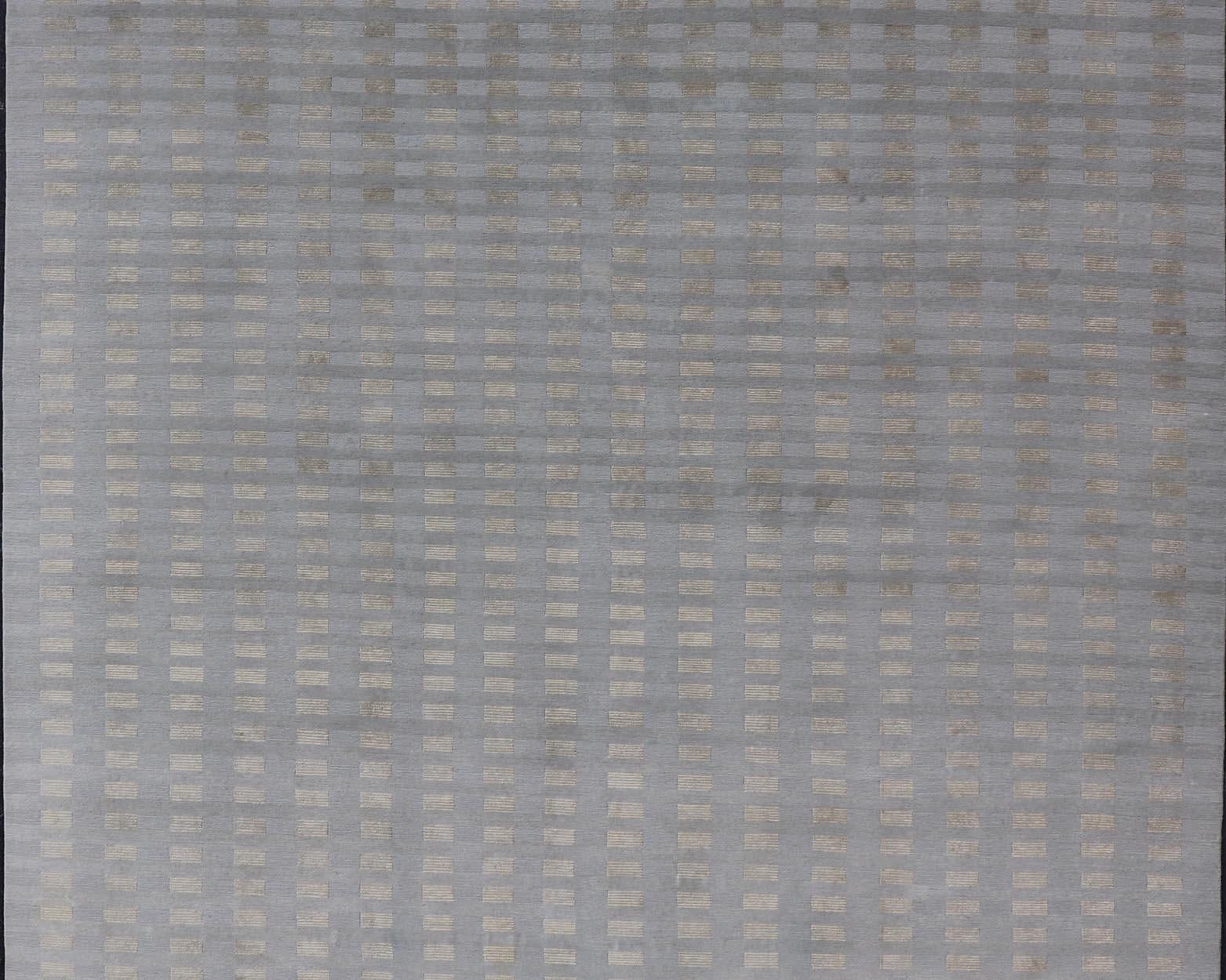 XXI secolo e contemporaneo Grande tappeto moderno in lana e seta tibetana nei toni neutri della terra 10'0