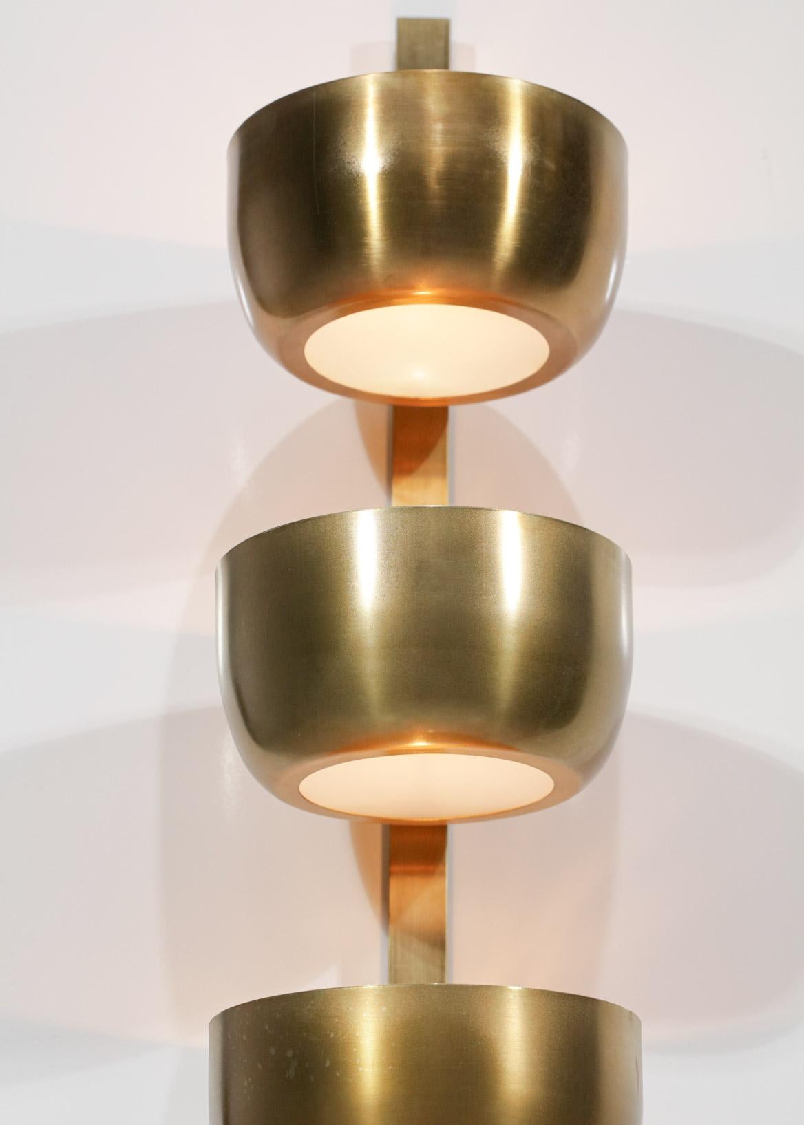 Large Modern Wall Sconces Solid Brass 3 Cups Vintage Design 