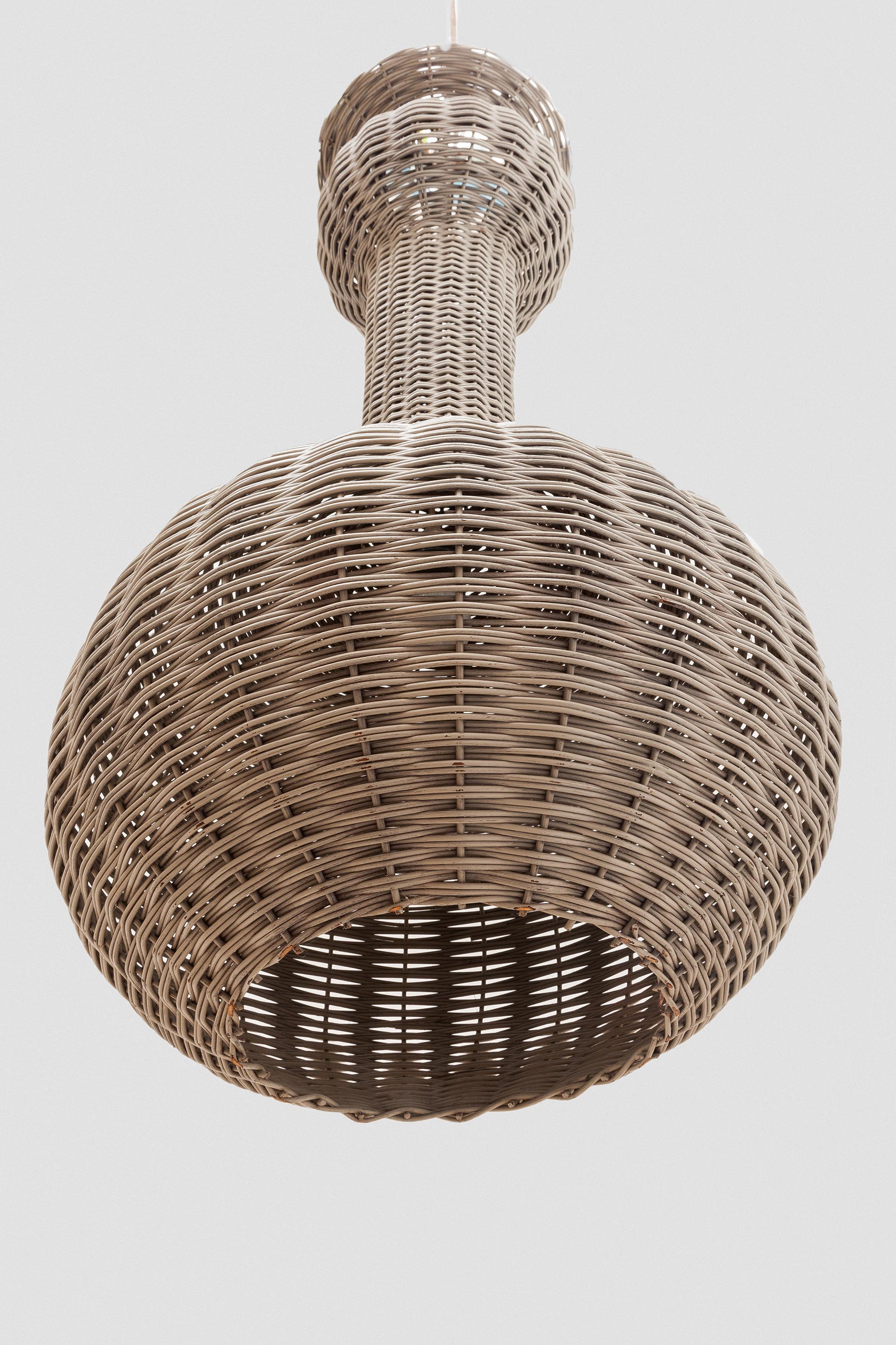 Hand-Woven Large Modern Wicker Pendant Lamp, Italy, 1960s For Sale