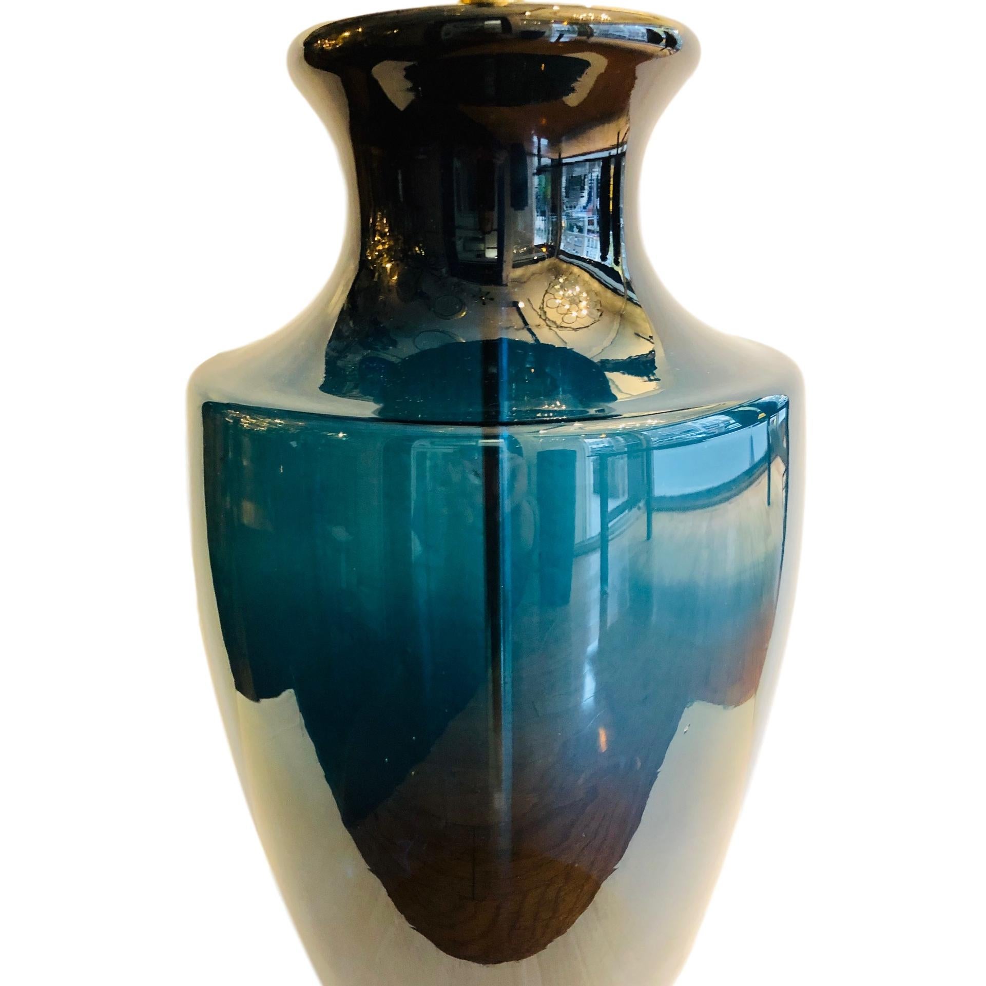 Italian Large Moderne Blue Murano Glass Lamp For Sale