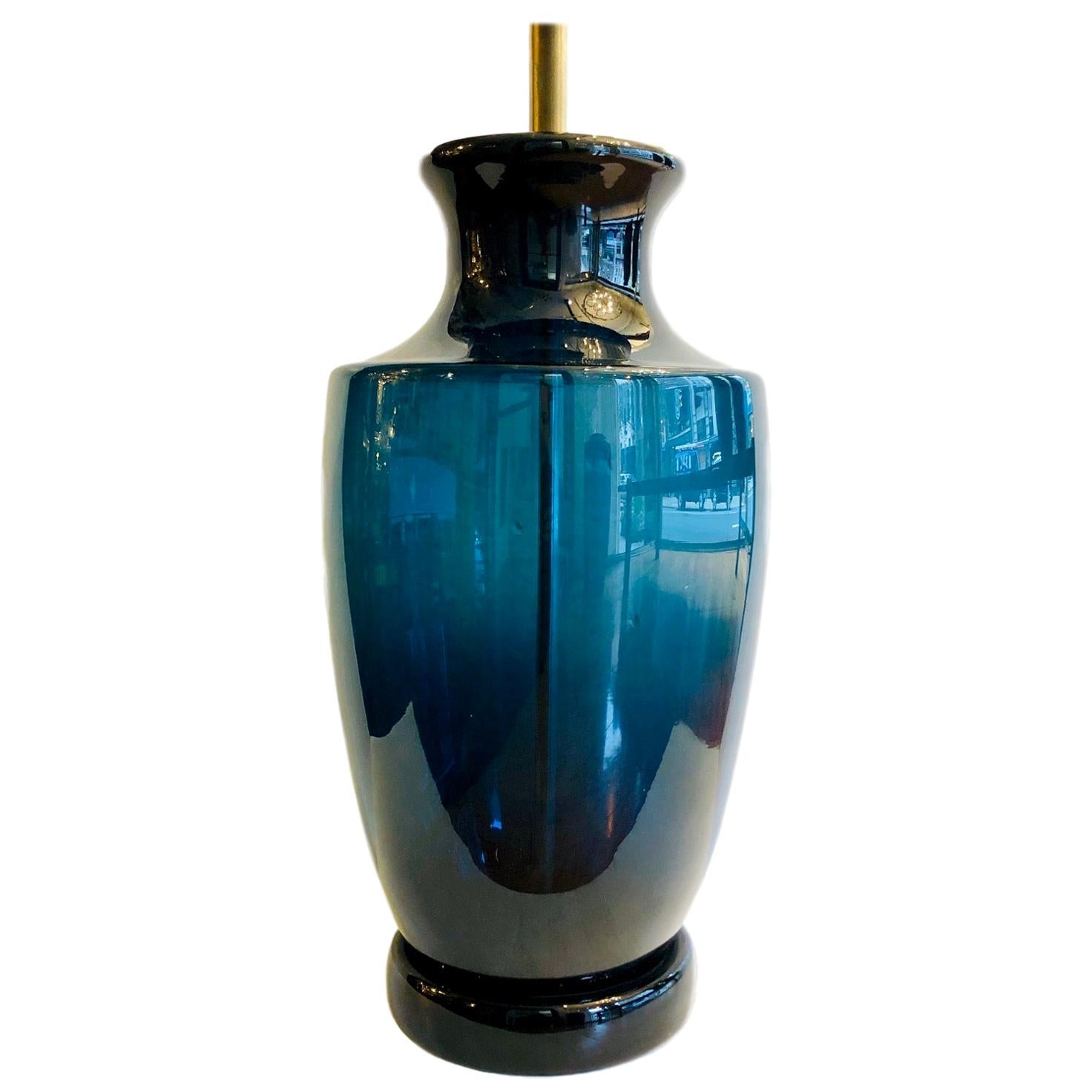 Large Moderne Blue Murano Glass Lamp