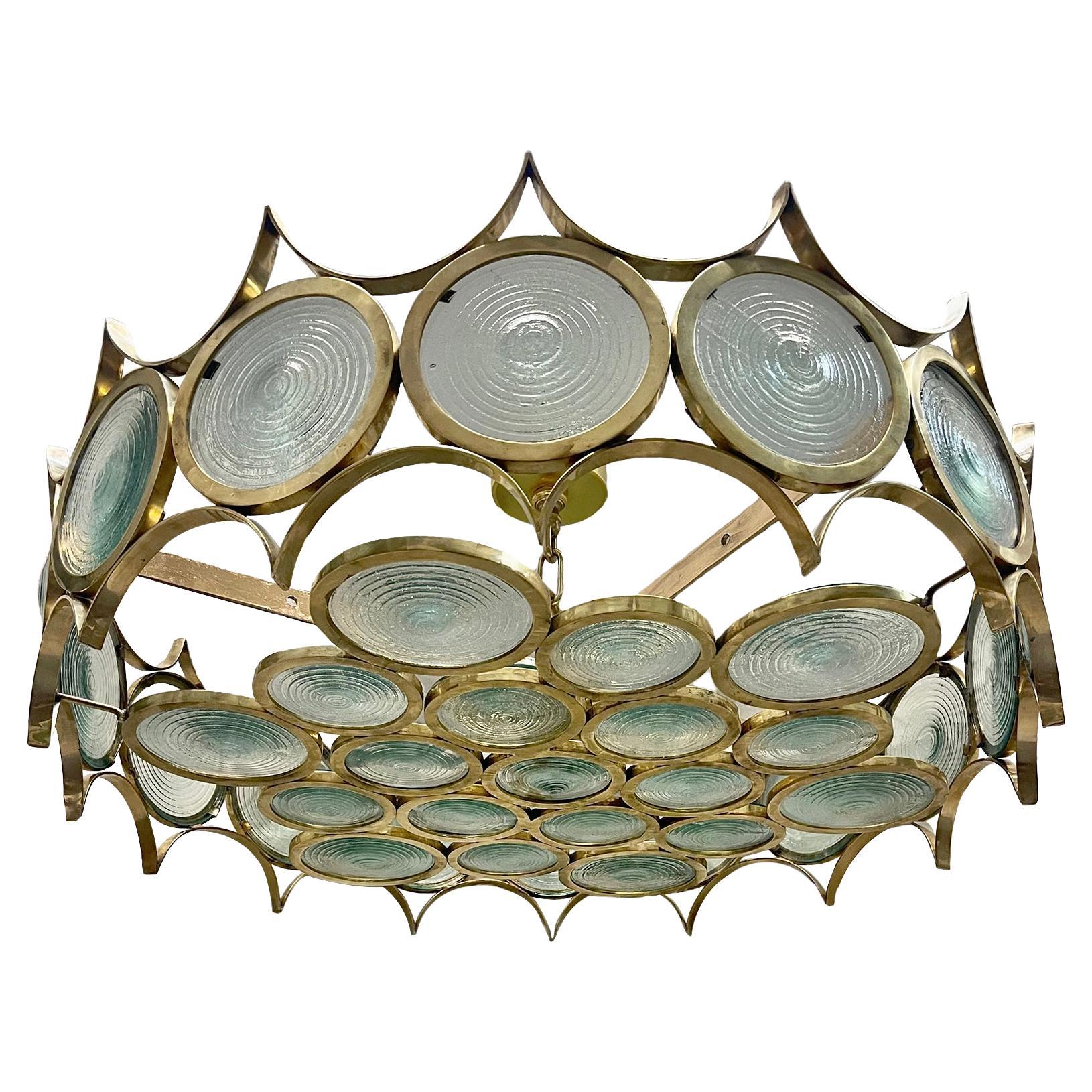 Large Moderne Bronze Light Fixture