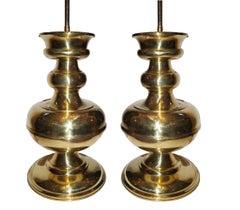 Large Moderne French Polished Brass Lamps