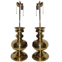 Grandes lampes françaises modernes en laiton poli