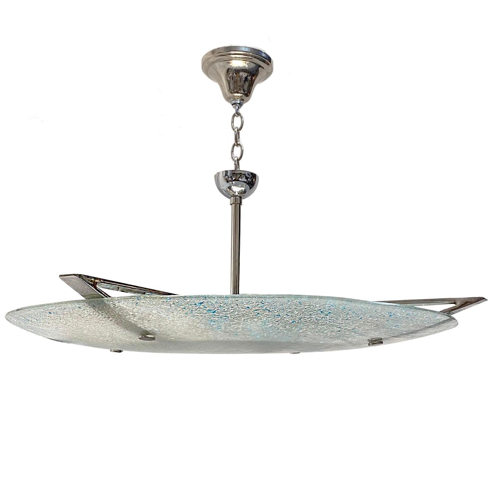 Mid-20th Century Large Moderne Glass Light Fixture For Sale