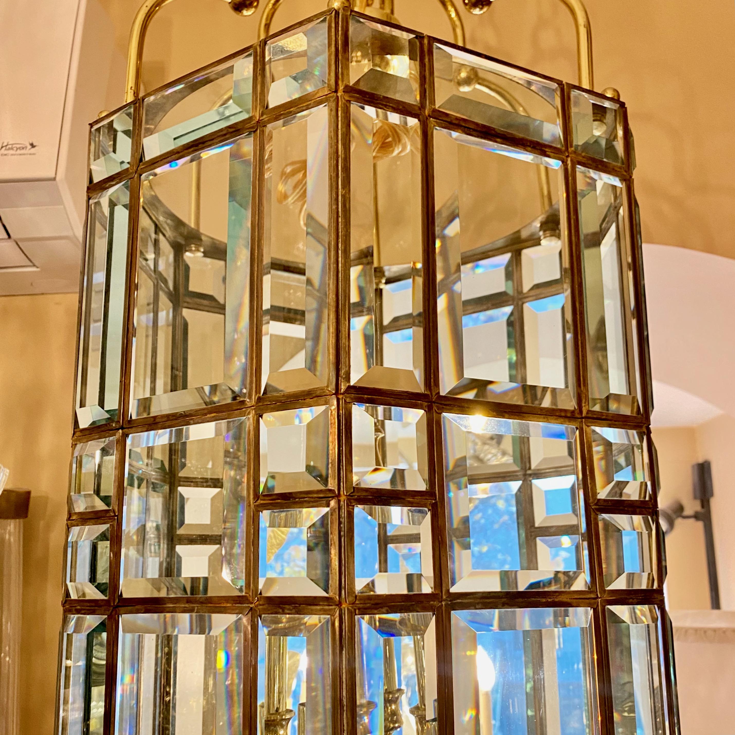 Large Moderne Italian Glass Lantern In Good Condition For Sale In New York, NY