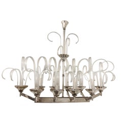 Vintage Large Moderne Murano Glass Ten-Light Chandelier