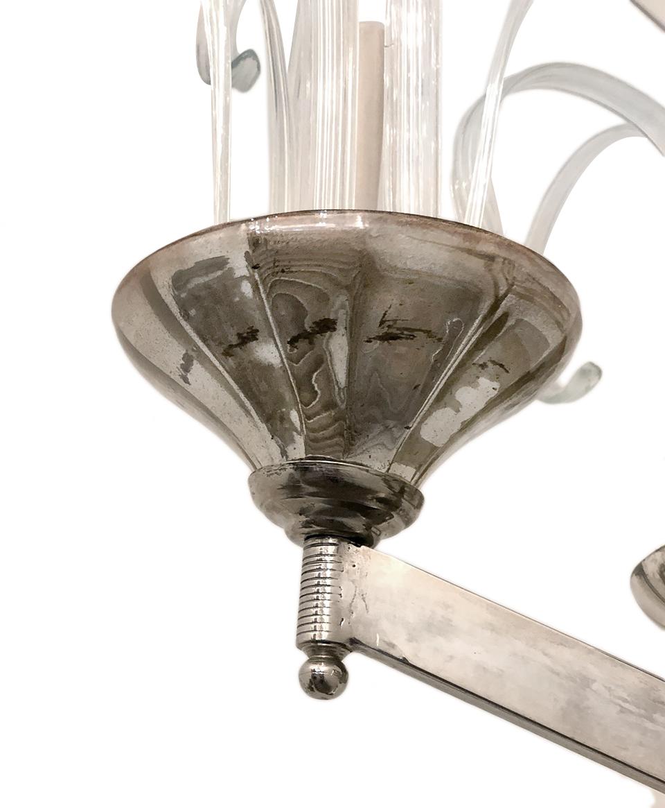 Large Moderne Murano Glass Ten-Light Chandelier For Sale 3