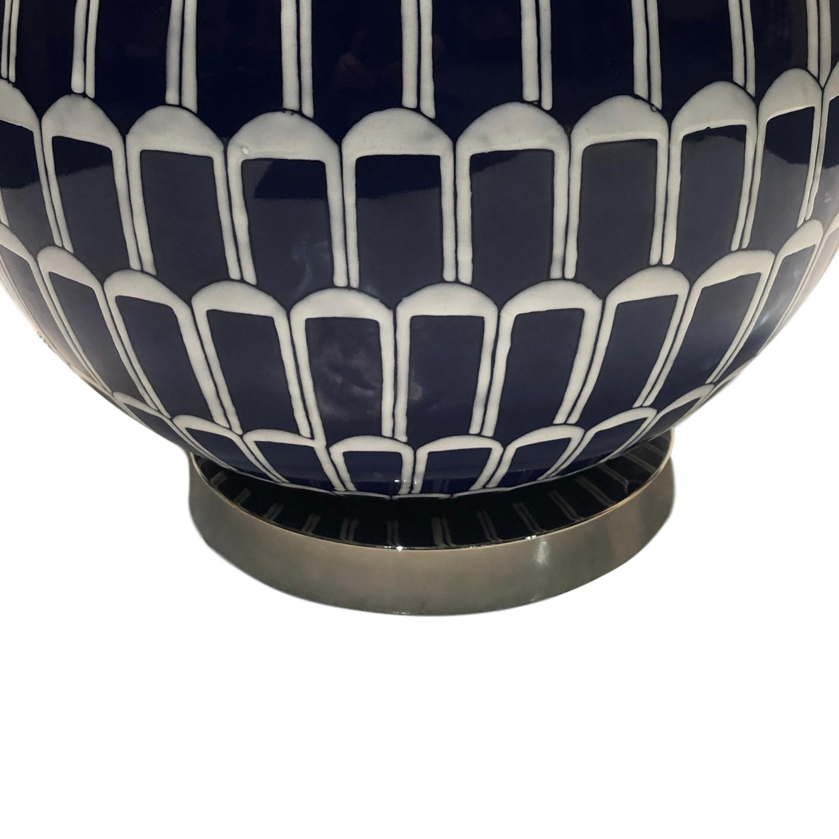 Hand-Painted Large Moderne Single Table Lamp