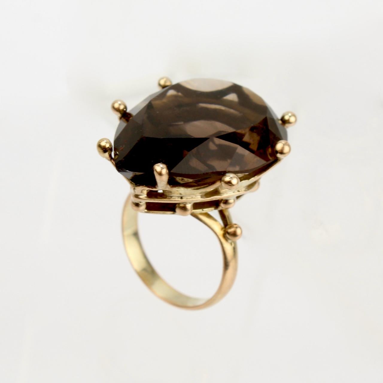 14k gold smoky topaz ring