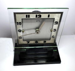 Large Modernist 1930s Art Deco Bakelite and Glass ATO Clock