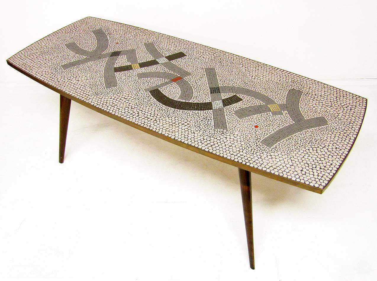 Large Modernist 1950s Mosaic Coffee Table by Berthold Muller 3