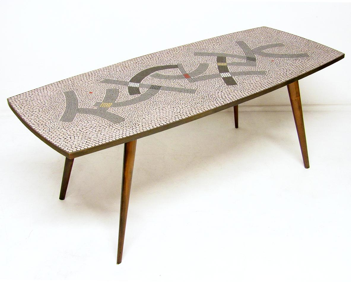 German Large Modernist 1950s Mosaic Coffee Table by Berthold Muller