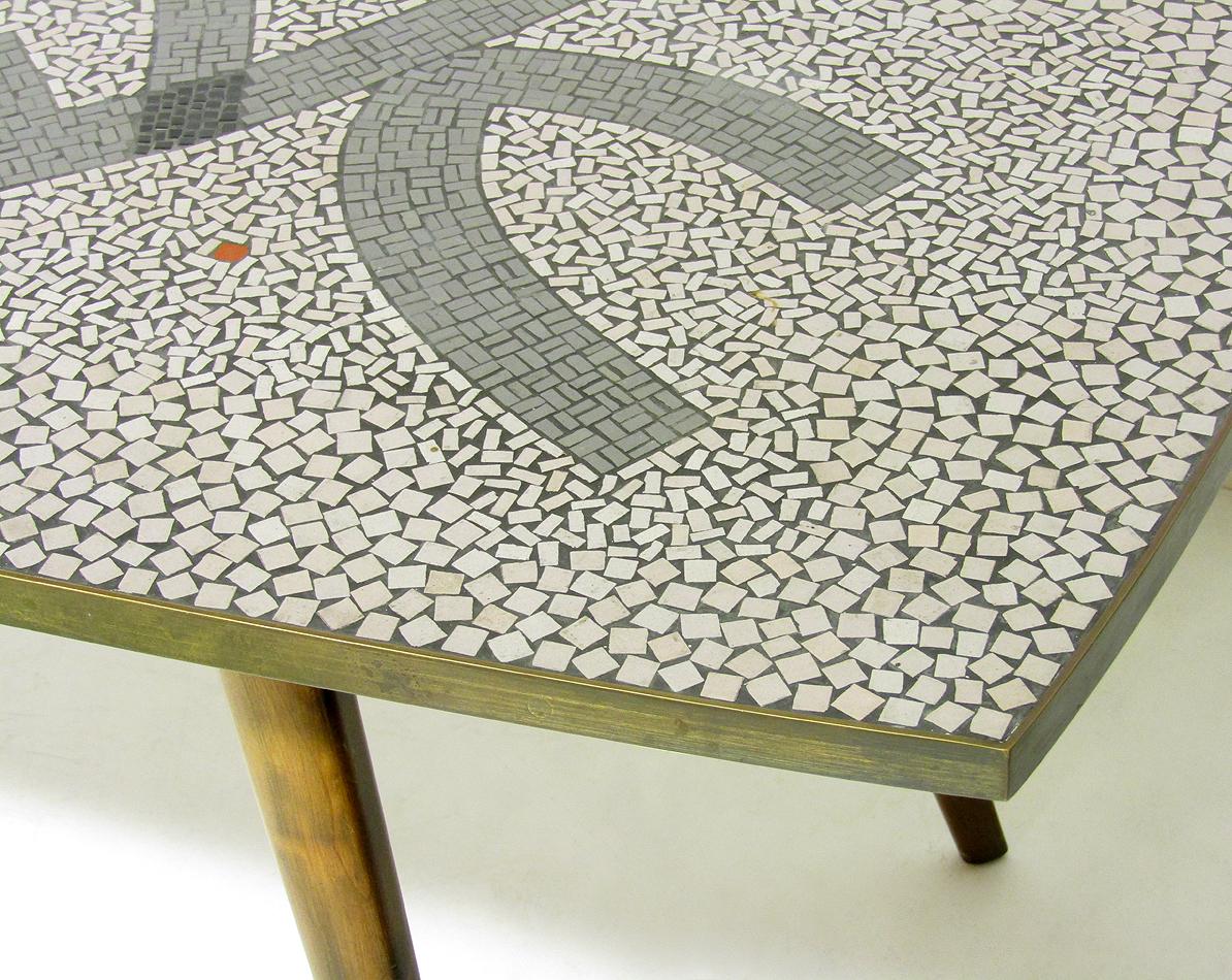 Brass Large Modernist 1950s Mosaic Coffee Table by Berthold Muller