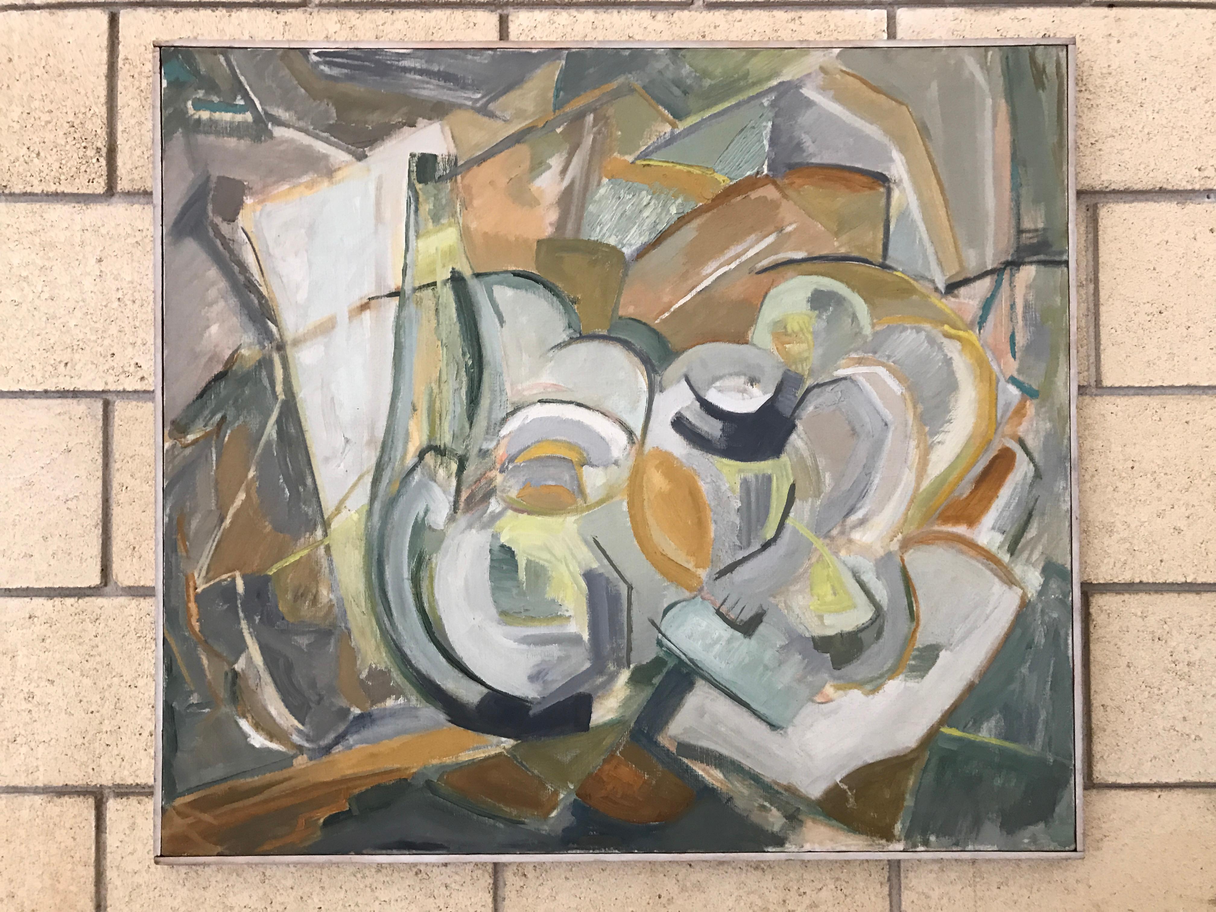 Large Modernist Abstract Expressionist Oil Painting Still Life 7