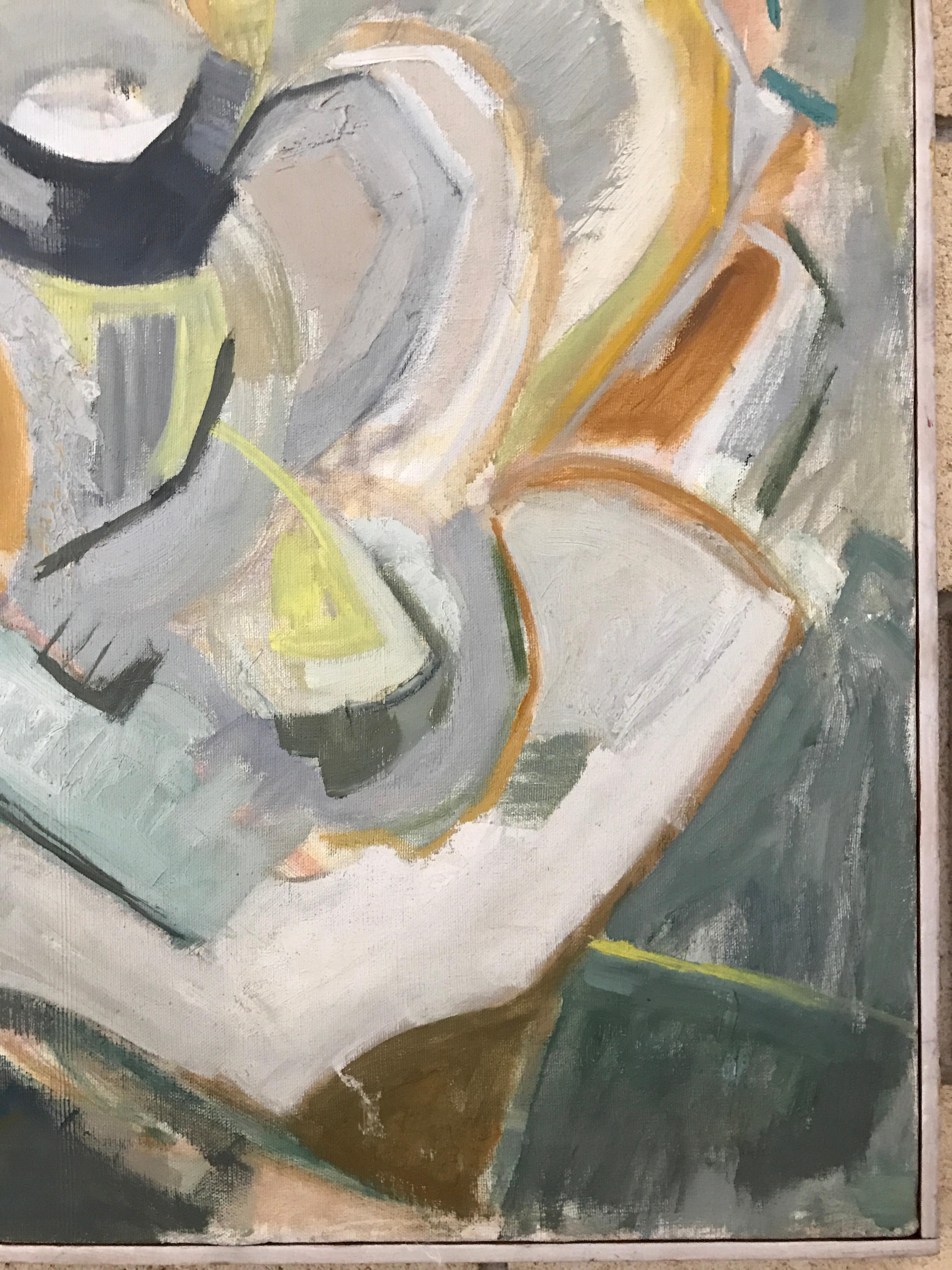 Large Modernist Abstract Expressionist Oil Painting Still Life In Good Condition In St.Petersburg, FL