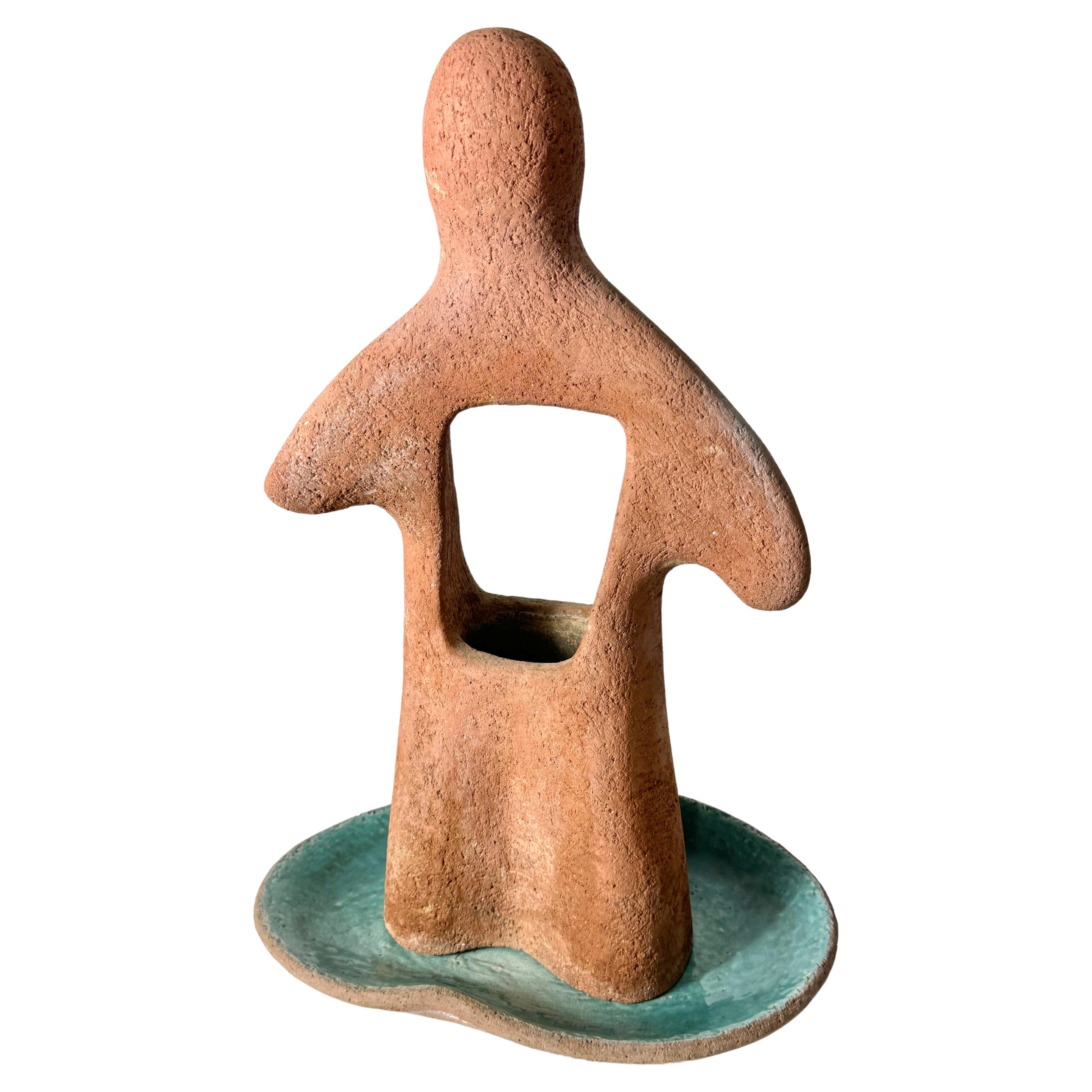 Large Modernist Abstract Figurative Ceramic Planter Sculpture Grover Cole 1949 For Sale