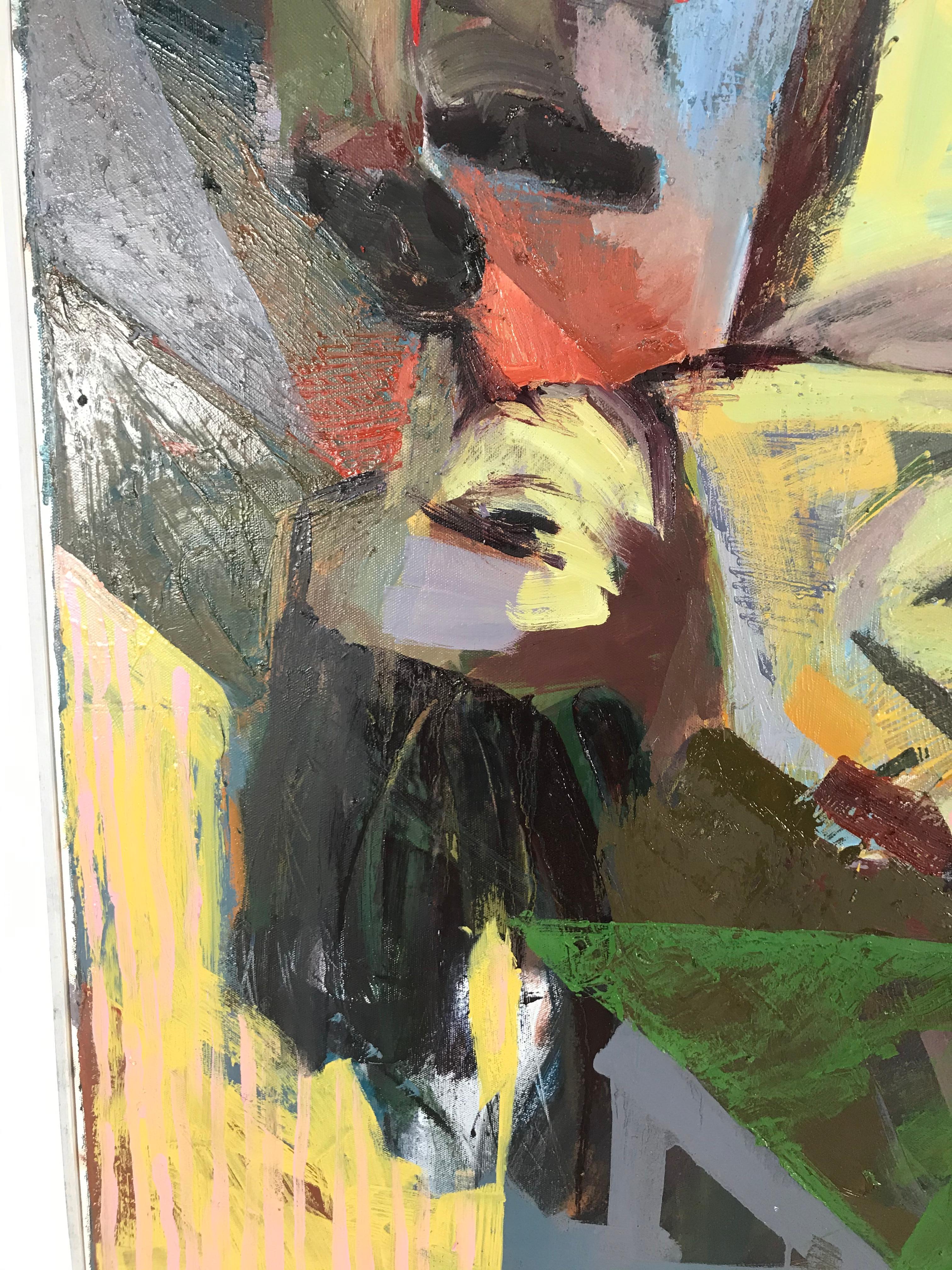 Peint à la main Grande peinture abstraite sur toile « sensibilisée » de Fritz'Proctor en vente