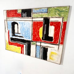Gran cuadro abstracto modernista del expresionista neoyorquino Phillip Callahan, c. 1960