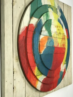 Mid Century Modern Abstract Painting Large Scale "Sun ll" by Jef Diederen 1965