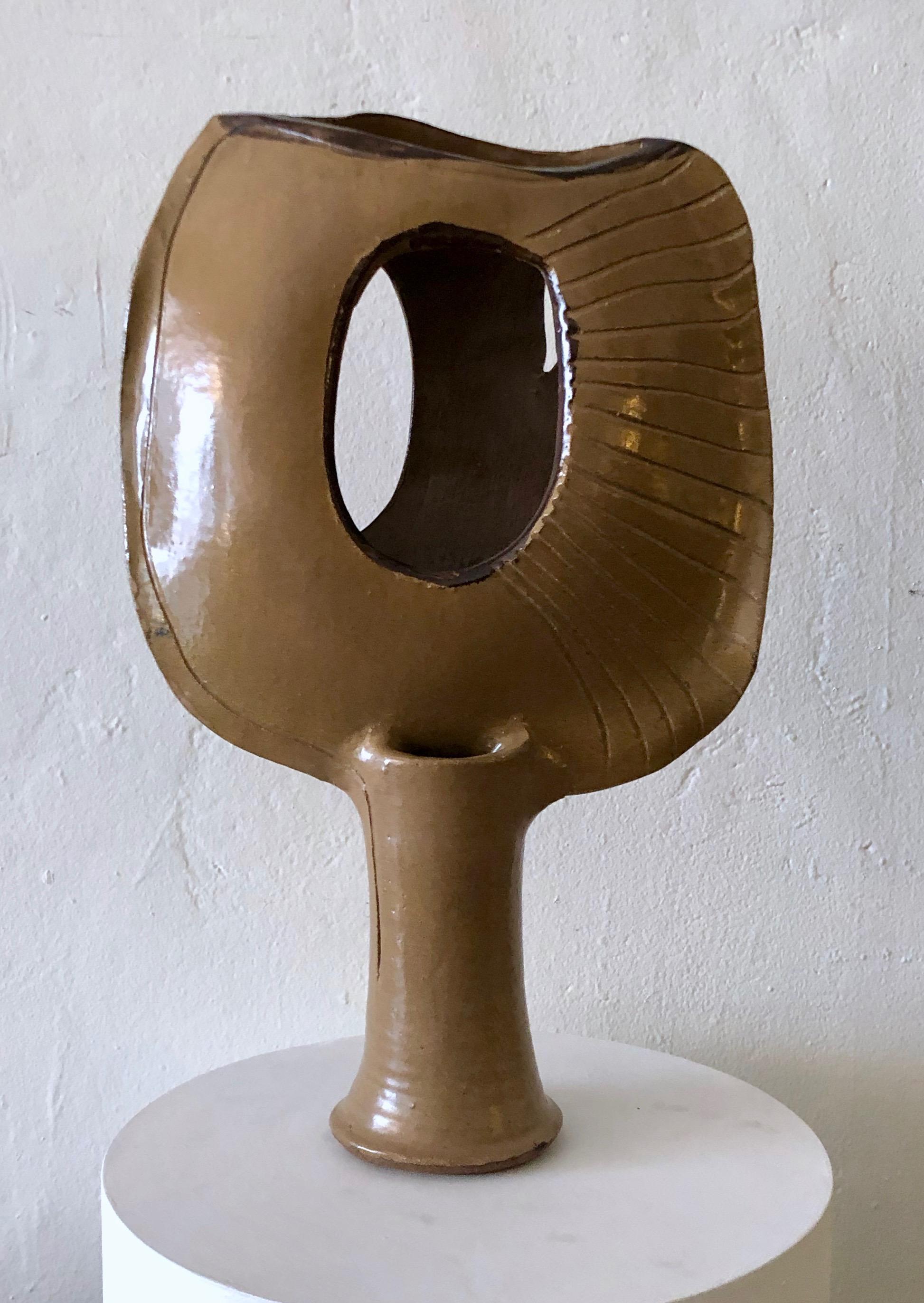 A striking abstract studio ceramic sculpture that measures a substantial 20