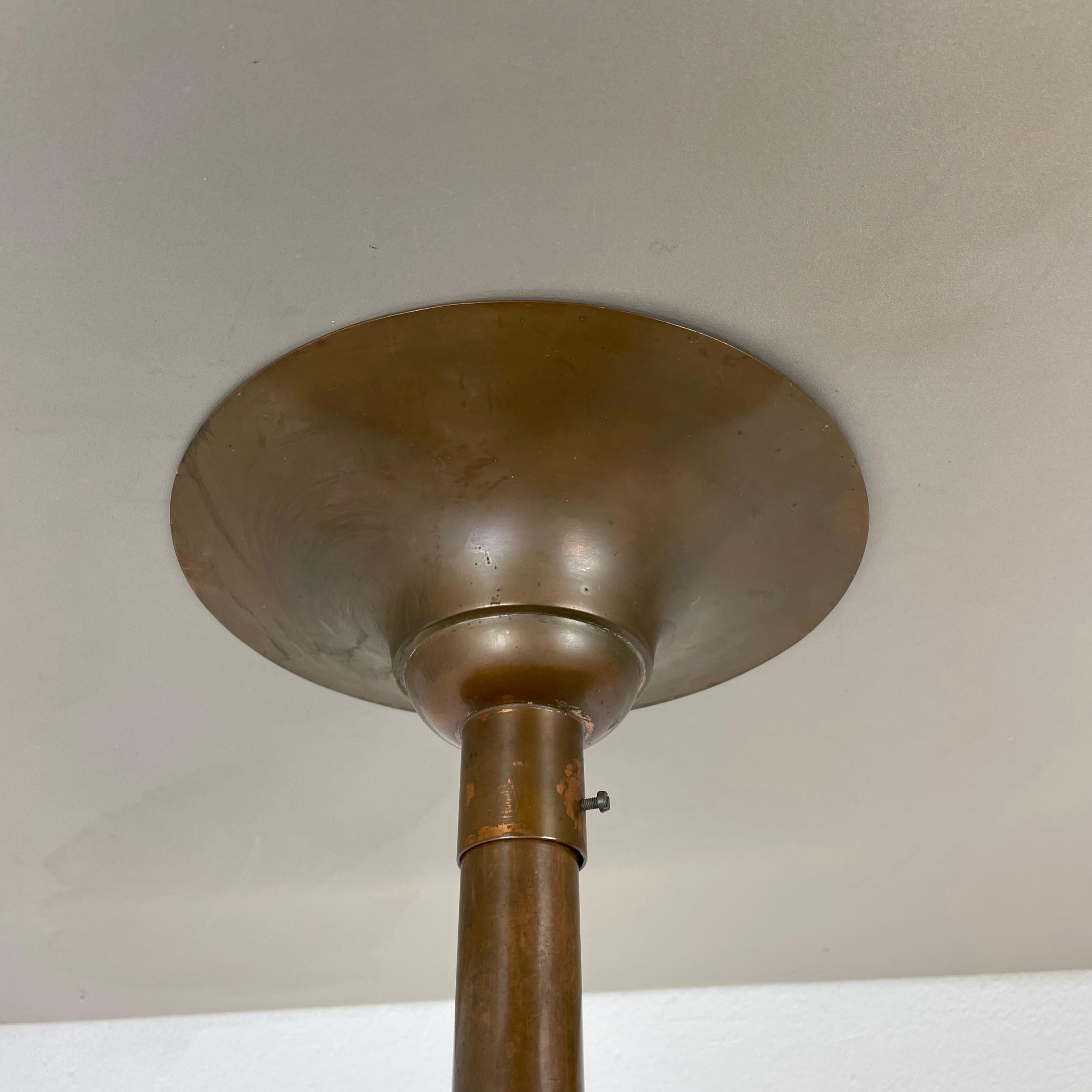 Large Modernist ART DECO solid copper Ceiling Flushmount Light, FRANCE 1920s 6