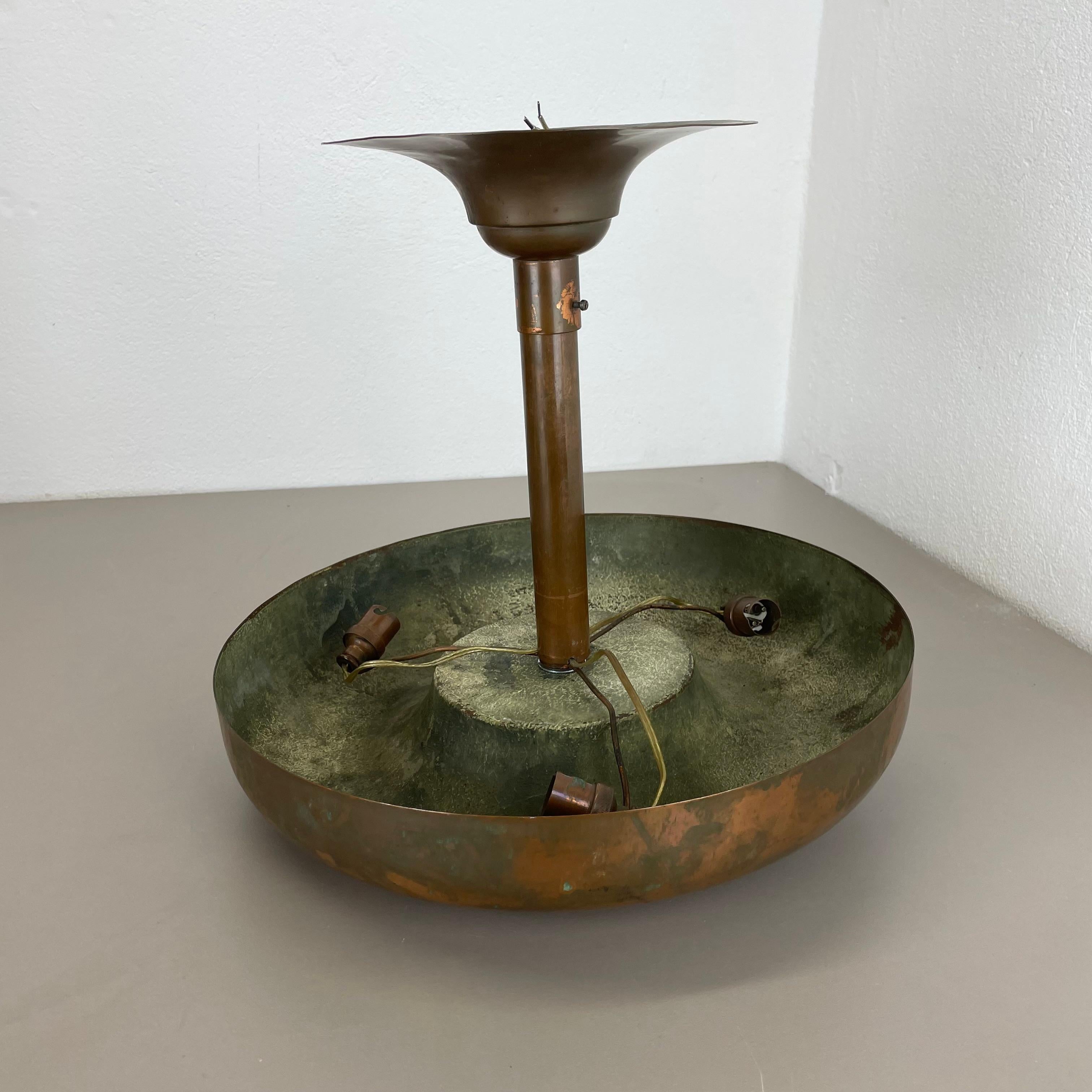 Large Modernist ART DECO solid copper Ceiling Flushmount Light, FRANCE 1920s 14
