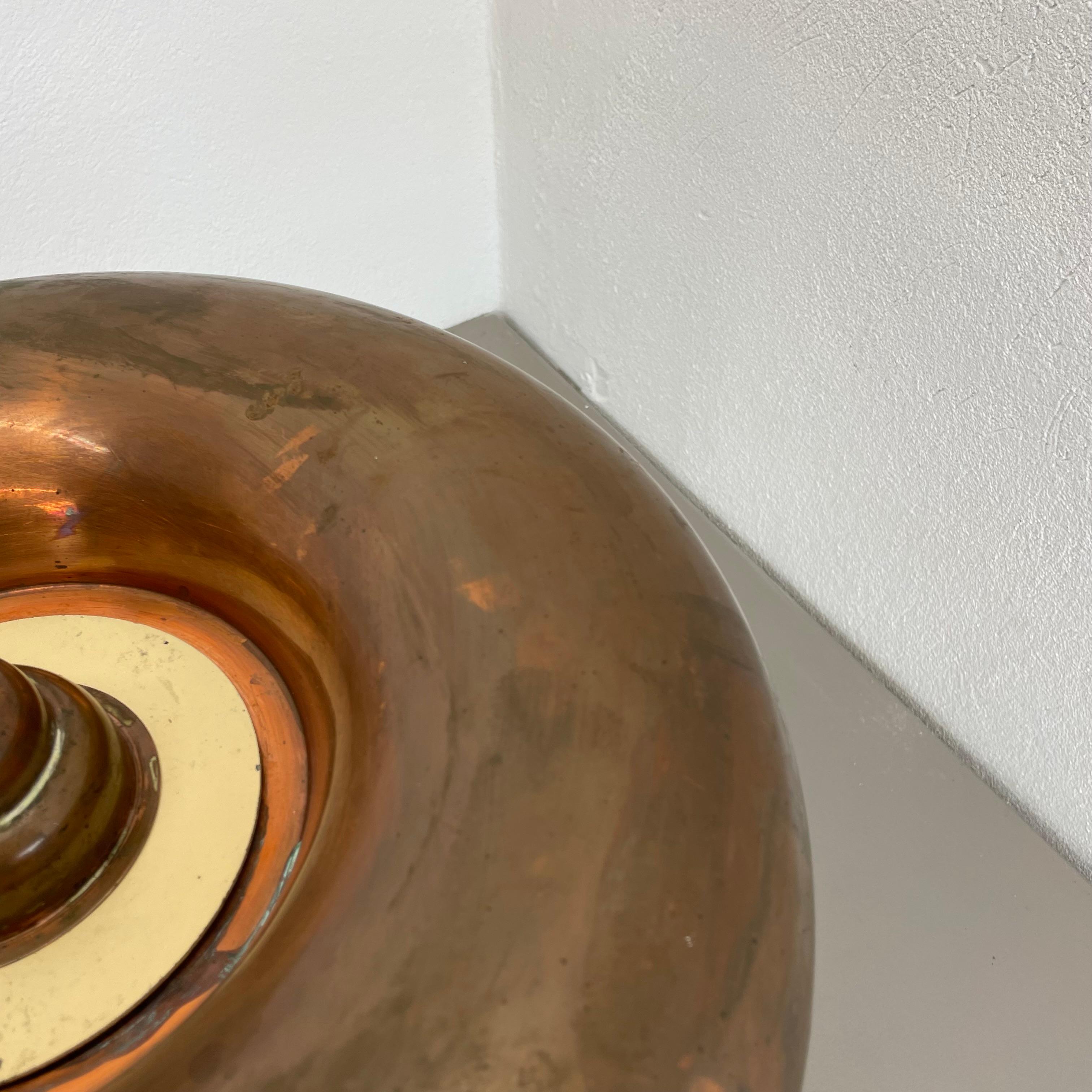 Large Modernist ART DECO solid copper Ceiling Flushmount Light, FRANCE 1920s 2