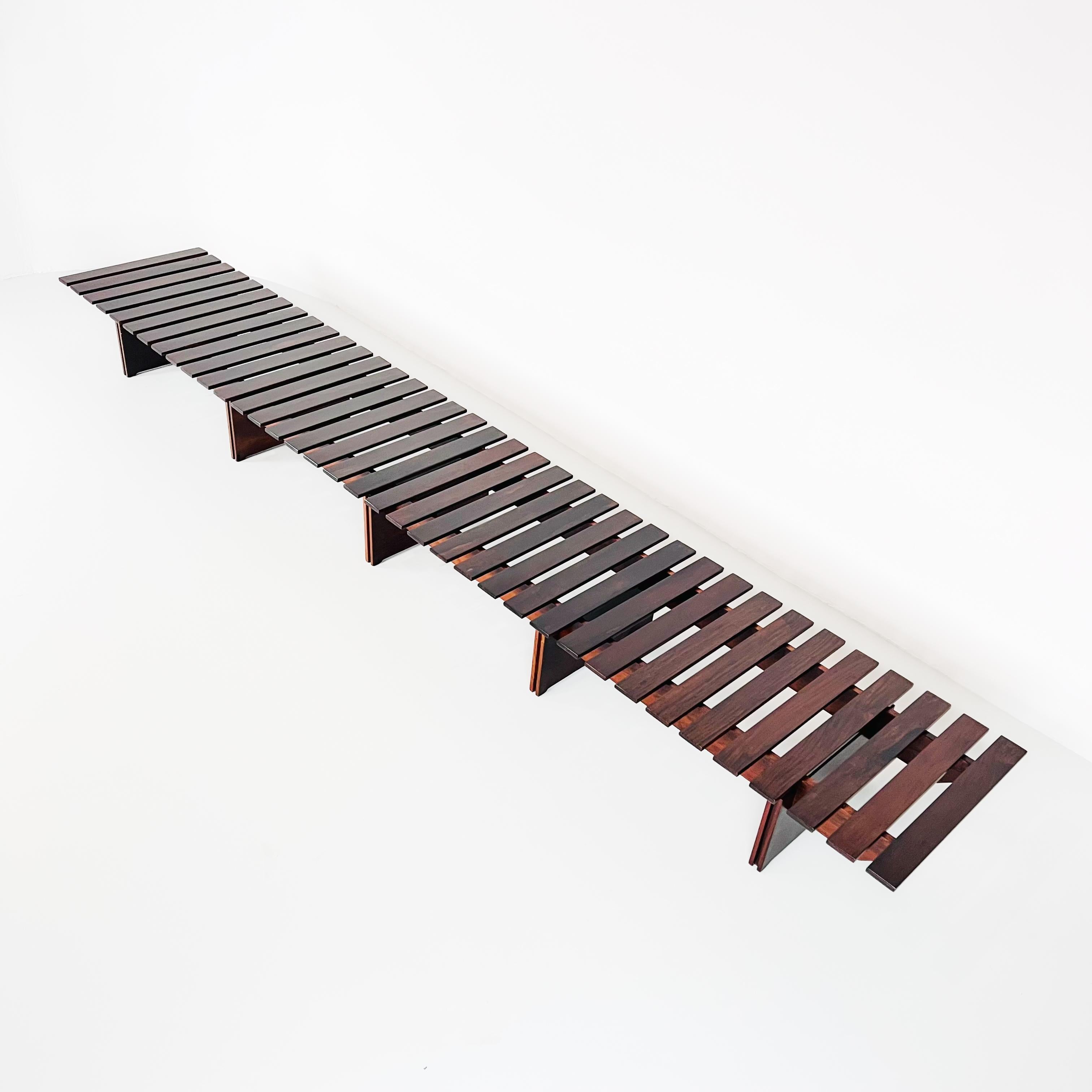 Brazilian Large Modernist Bench in Jacaranda Brazil Mid-Century Designer Celina Zilberberg
