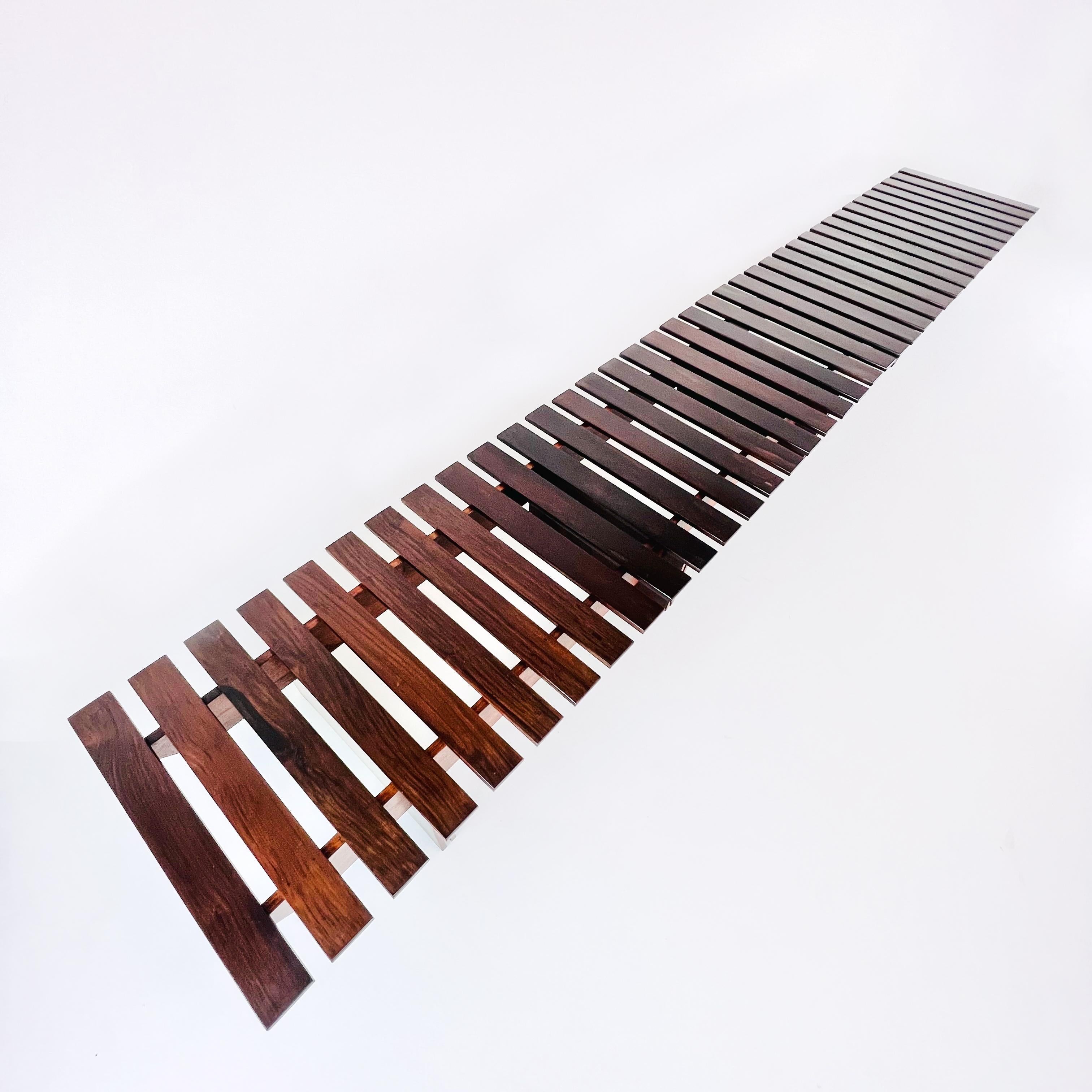 20th Century Large Modernist Bench in Jacaranda Brazil Mid-Century Designer Celina Zilberberg