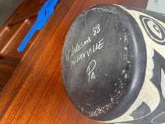 Large Modernist Black and White Vase by Ledesma. c1988... animal / tribal motif