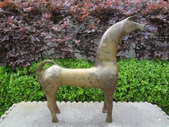 Large Modernist Etruscan Brass Horse Sculpture