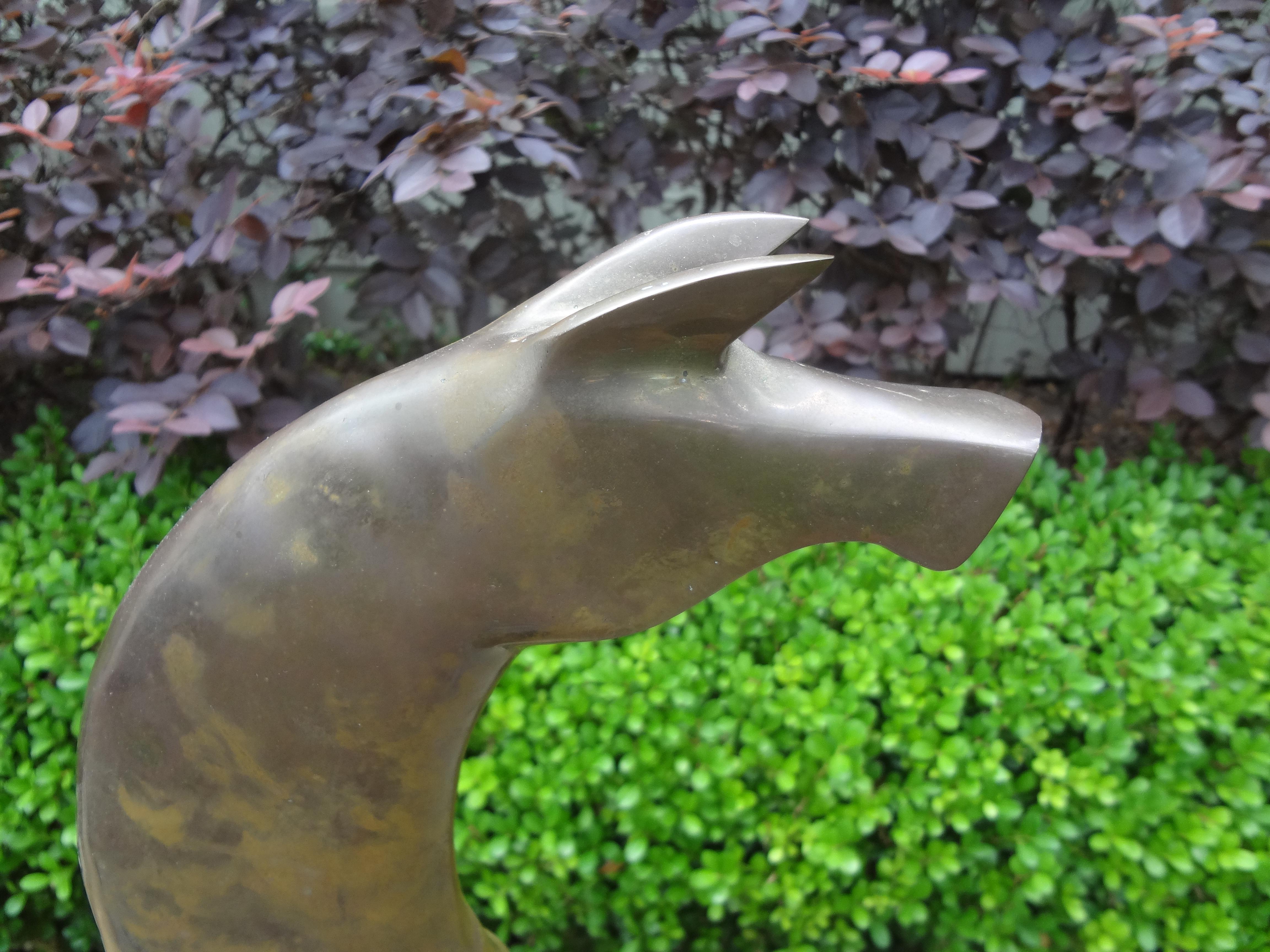 Large Modernist Etruscan Brass Horse Sculpture For Sale 1