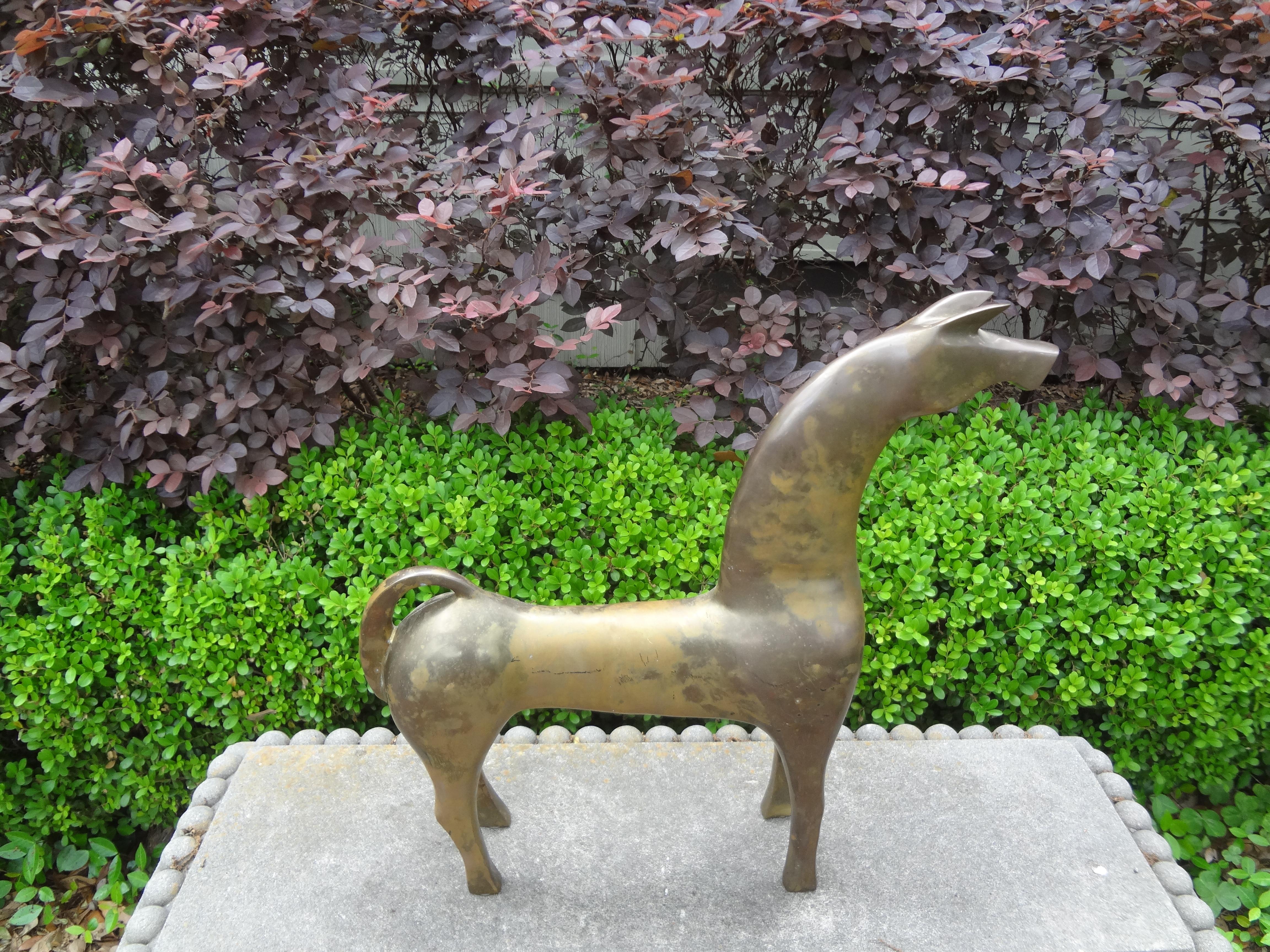 Large Modernist Etruscan Brass Horse Sculpture For Sale 3