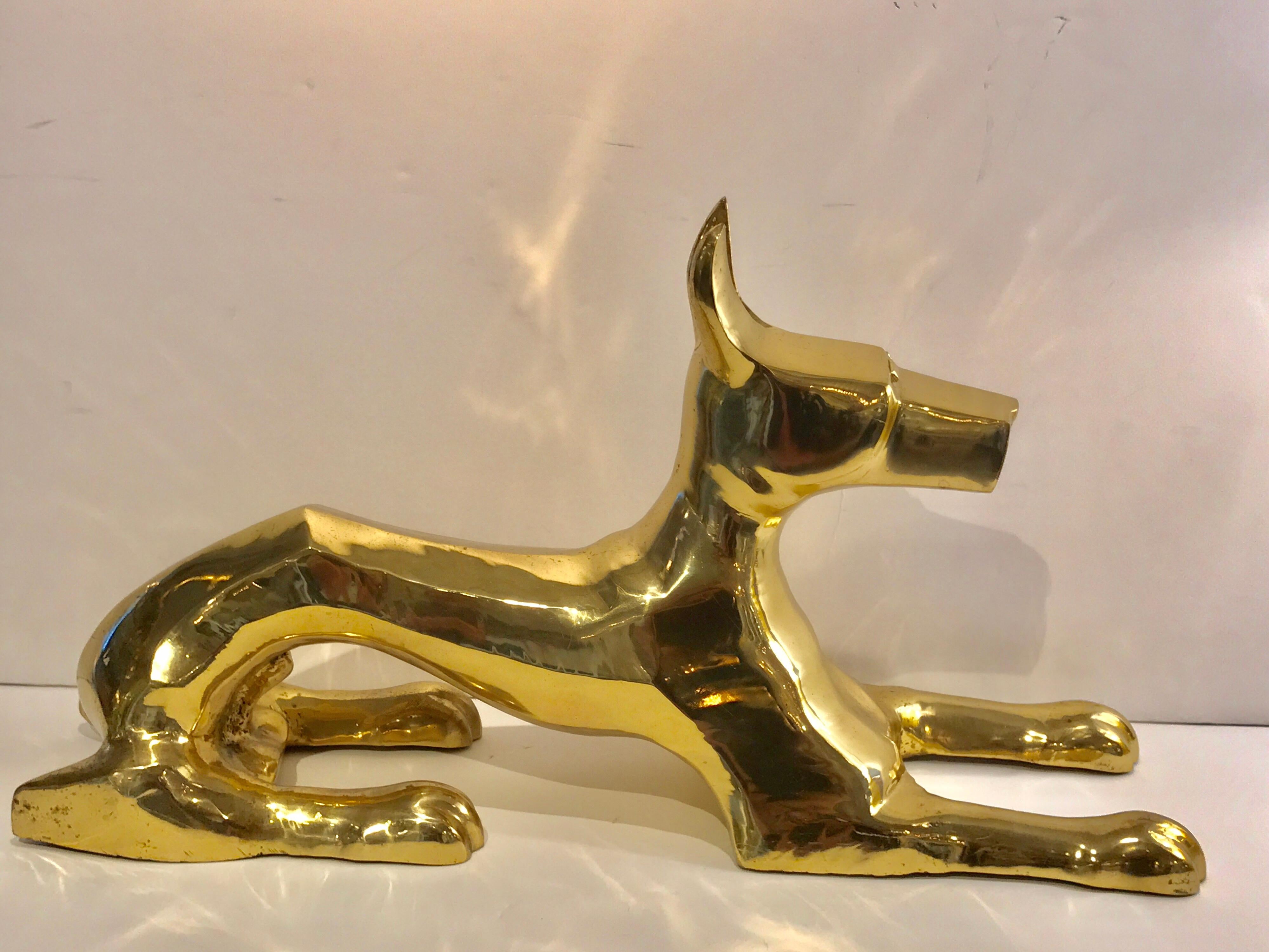 Large Modernist Brass Seated Hound, by Sarreid 6
