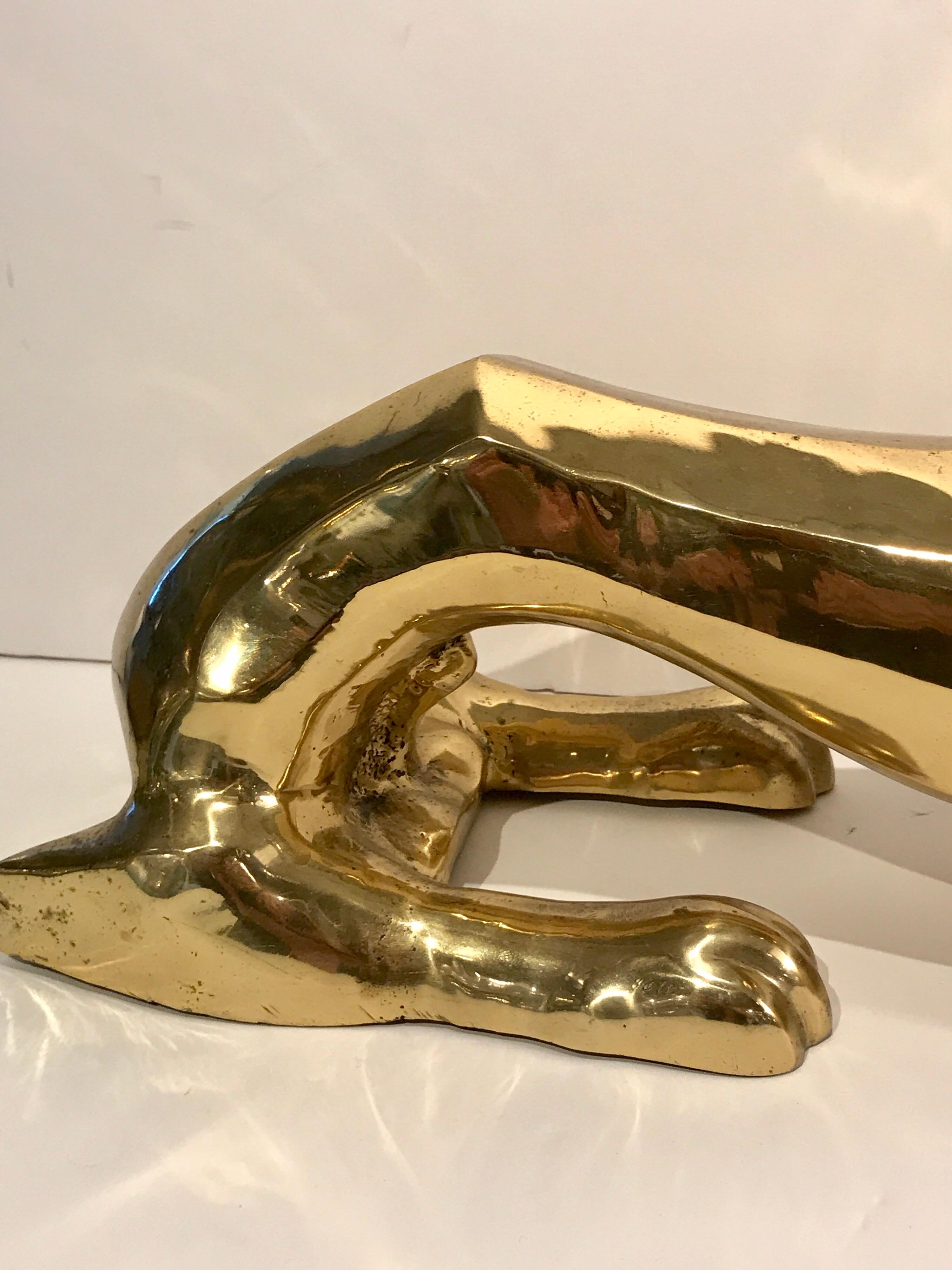 Mid-Century Modern Large Modernist Brass Seated Hound, by Sarreid