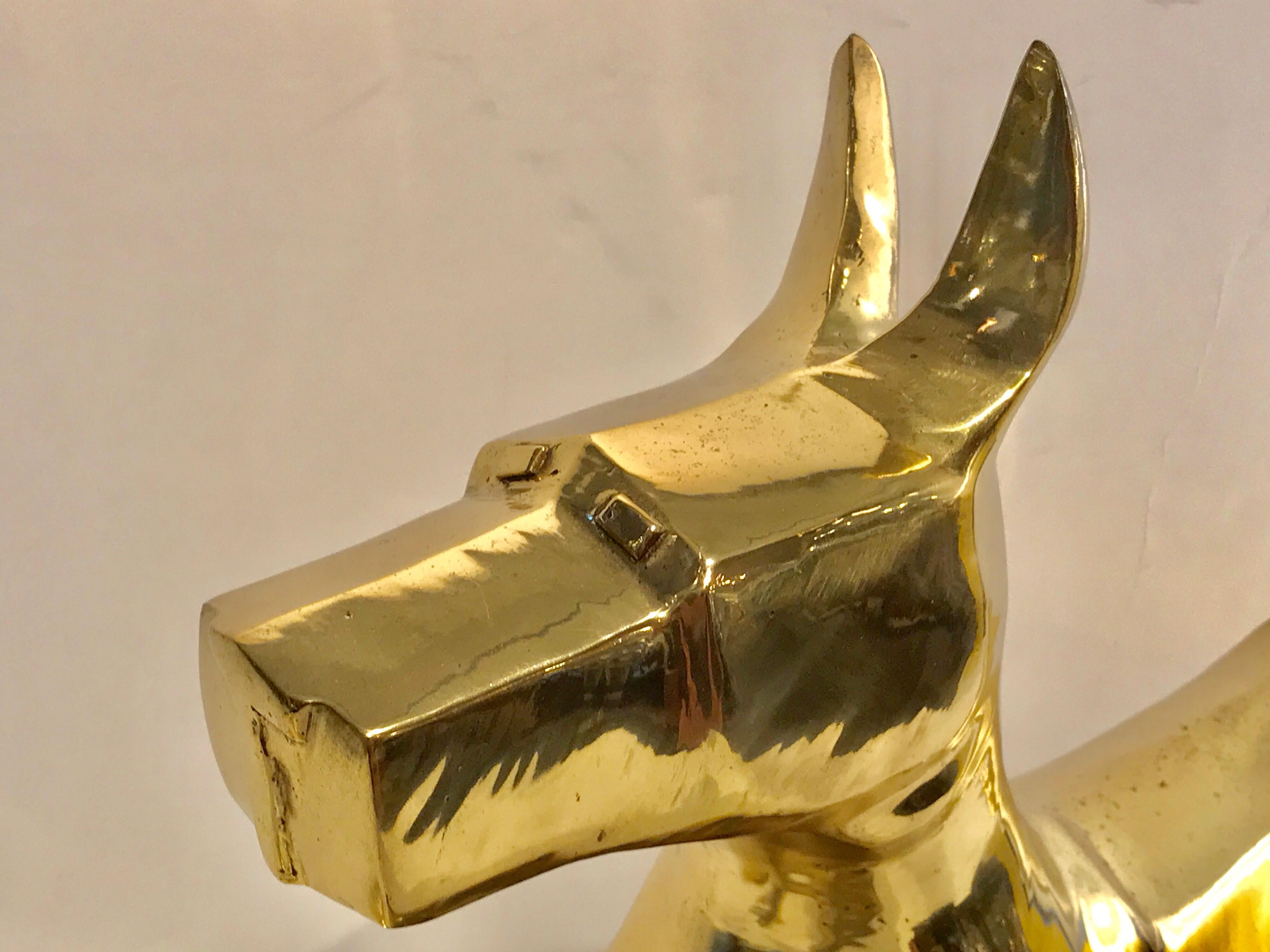 Large Modernist Brass Seated Hound, by Sarreid 3