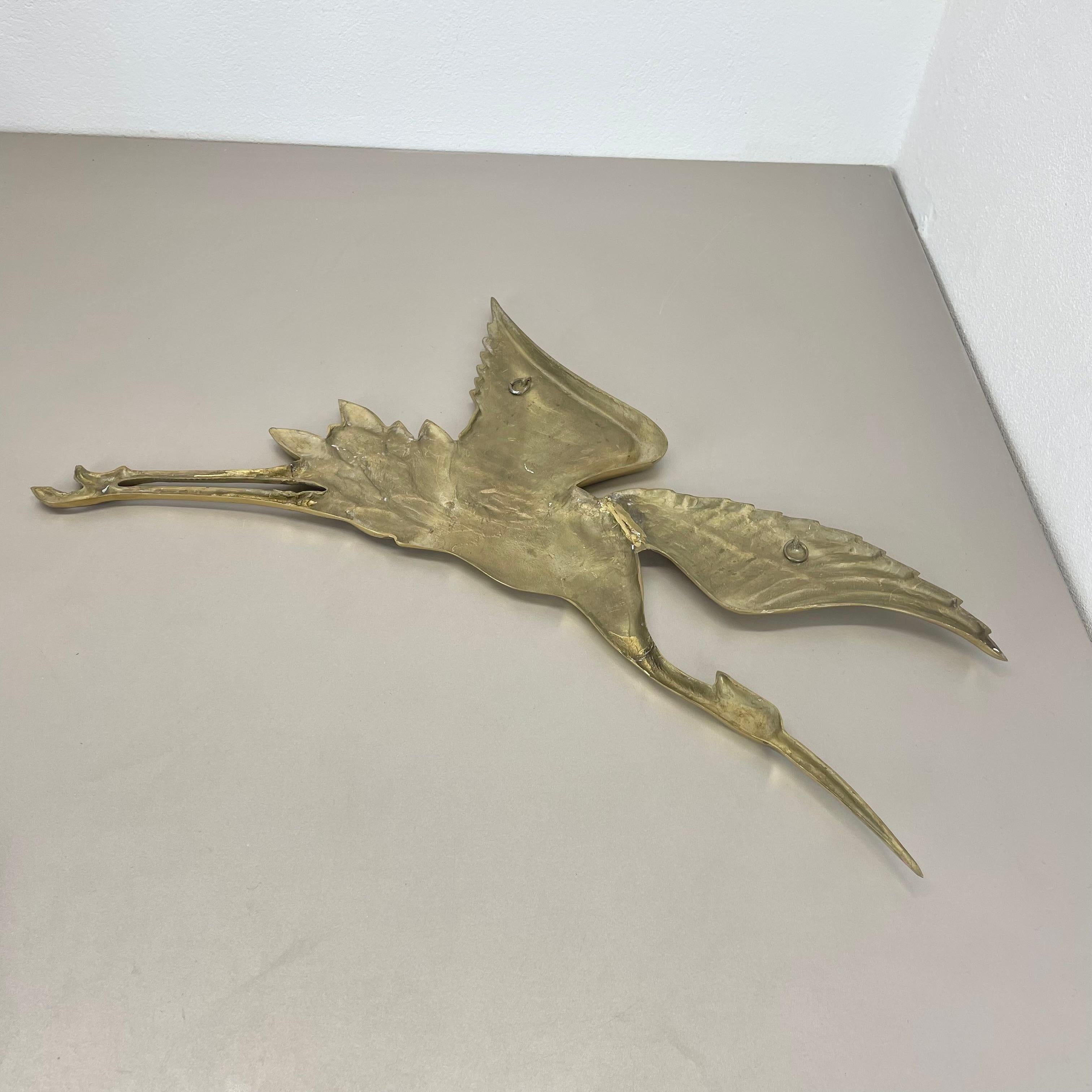 Large Modernist Brass Wall Object Decoration Sculpture HERON, Germany, 1960s For Sale 6