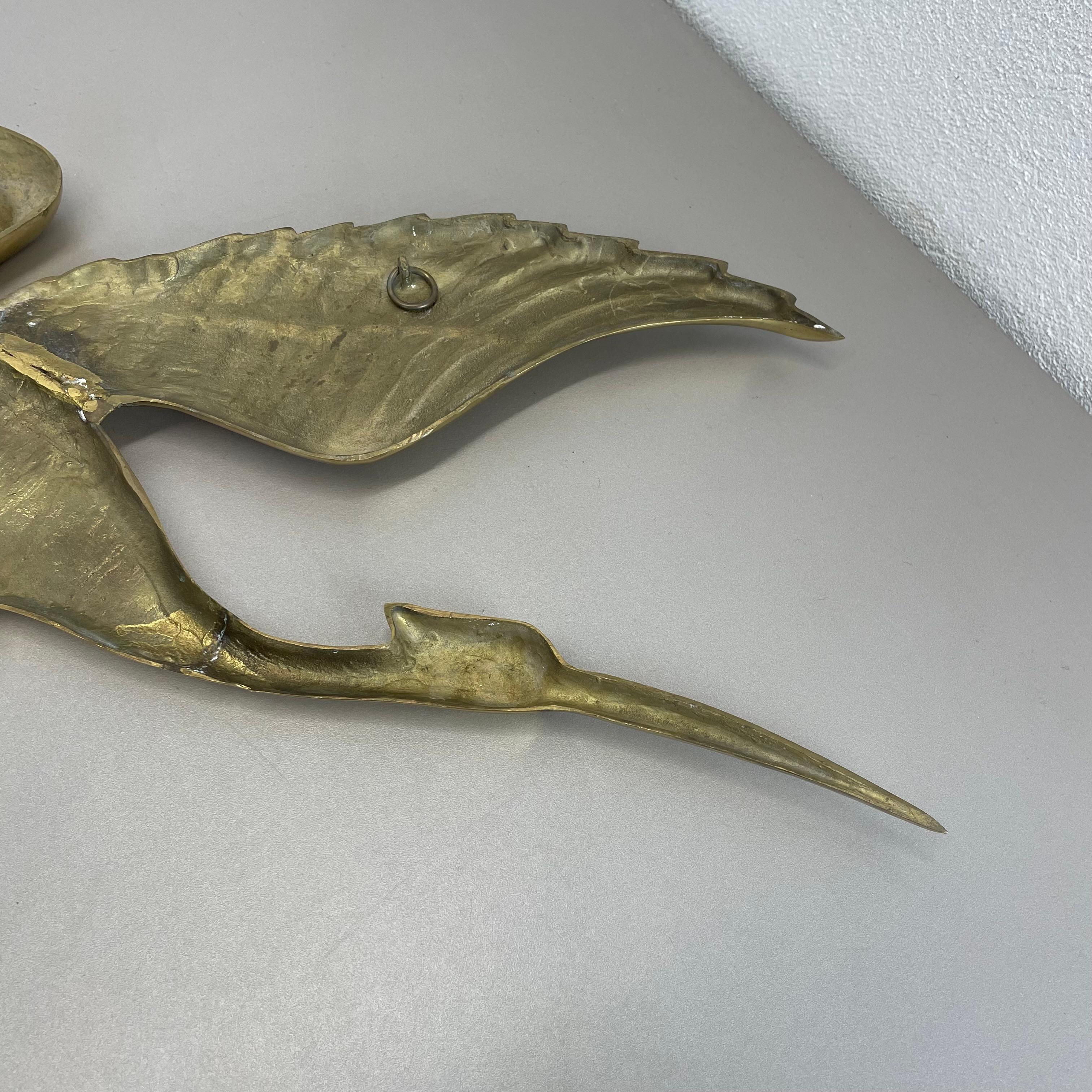 Large Modernist Brass Wall Object Decoration Sculpture HERON, Germany, 1960s For Sale 10