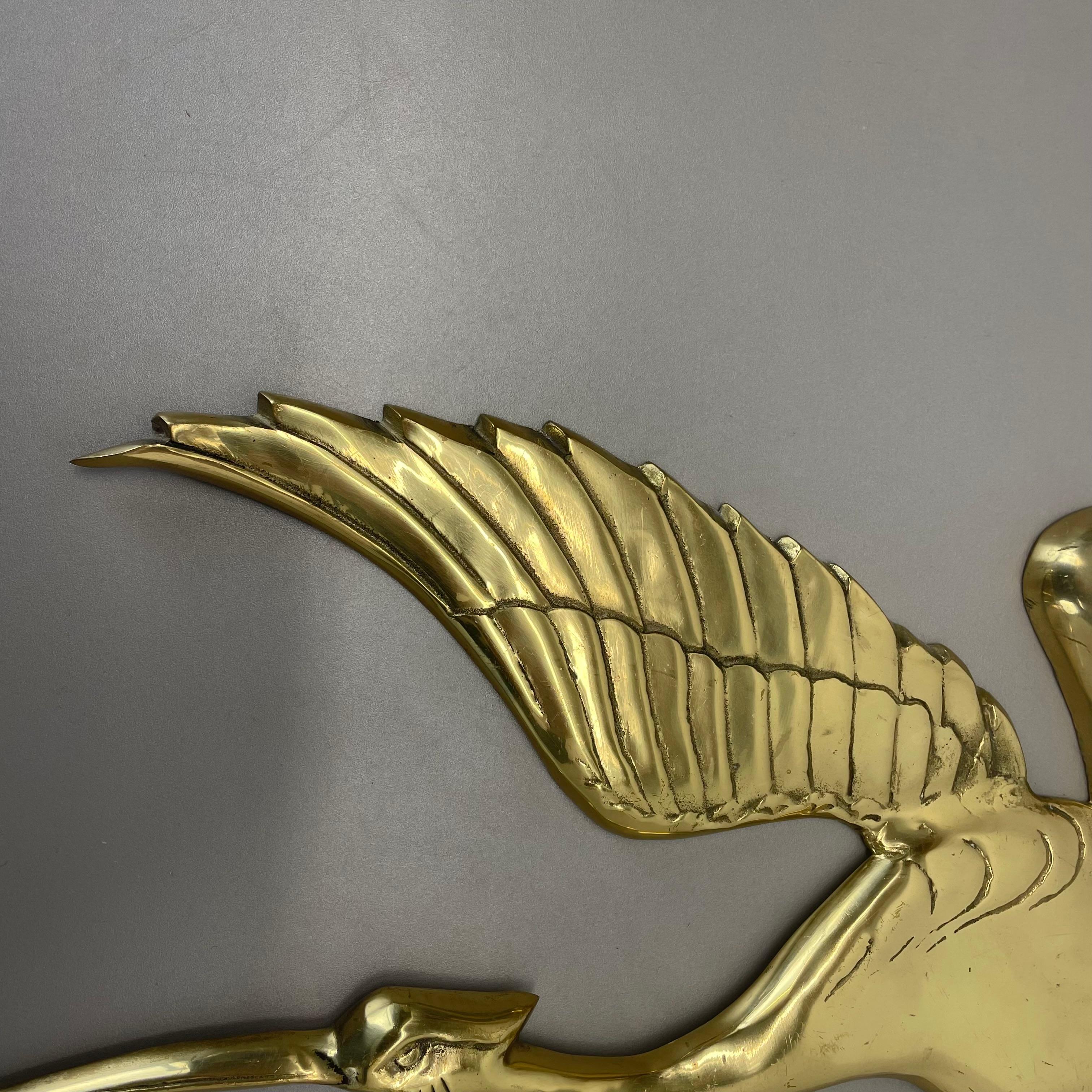 Large Modernist Brass Wall Object Decoration Sculpture HERON, Germany, 1960s In Good Condition For Sale In Kirchlengern, DE