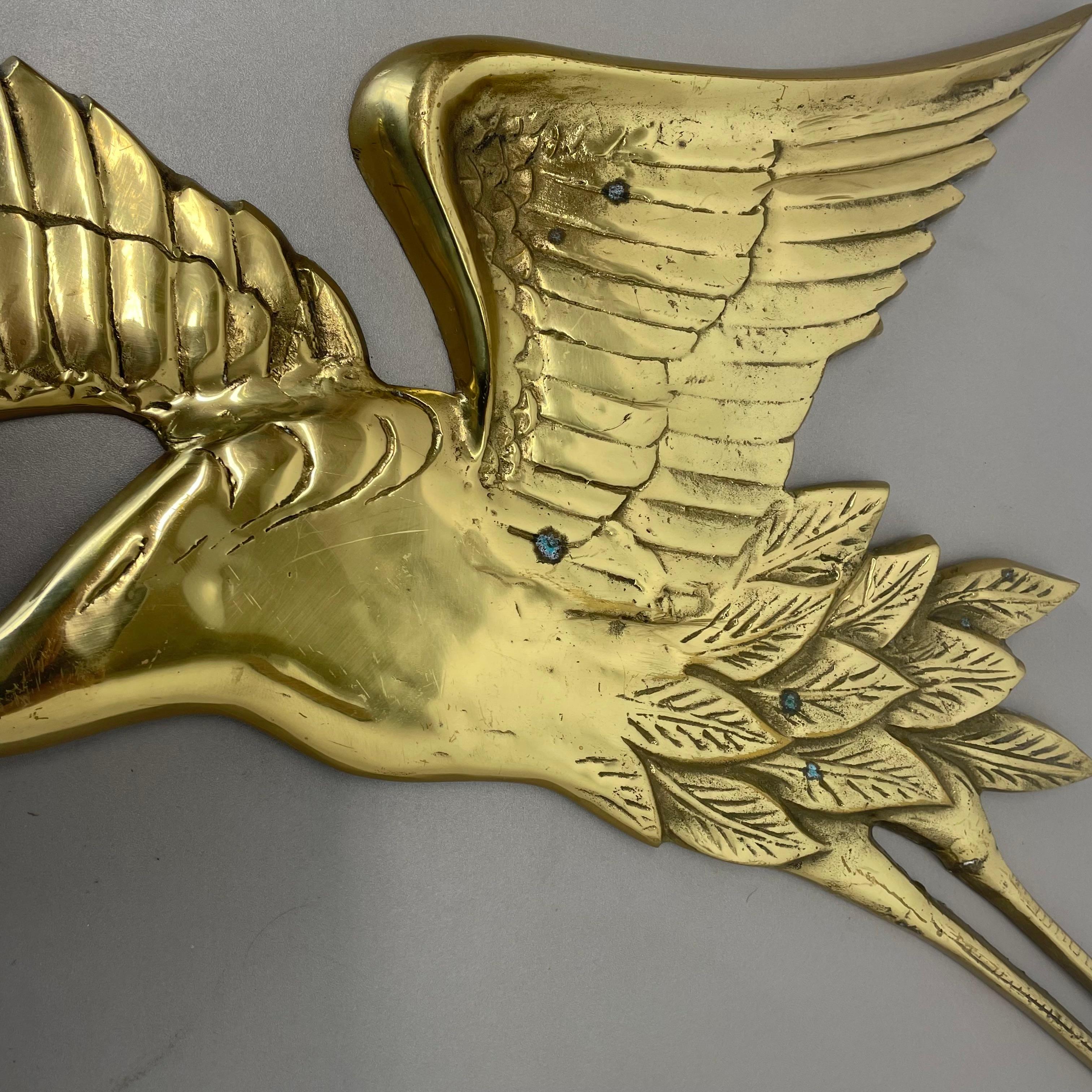 Large Modernist Brass Wall Object Decoration Sculpture HERON, Germany, 1960s For Sale 4